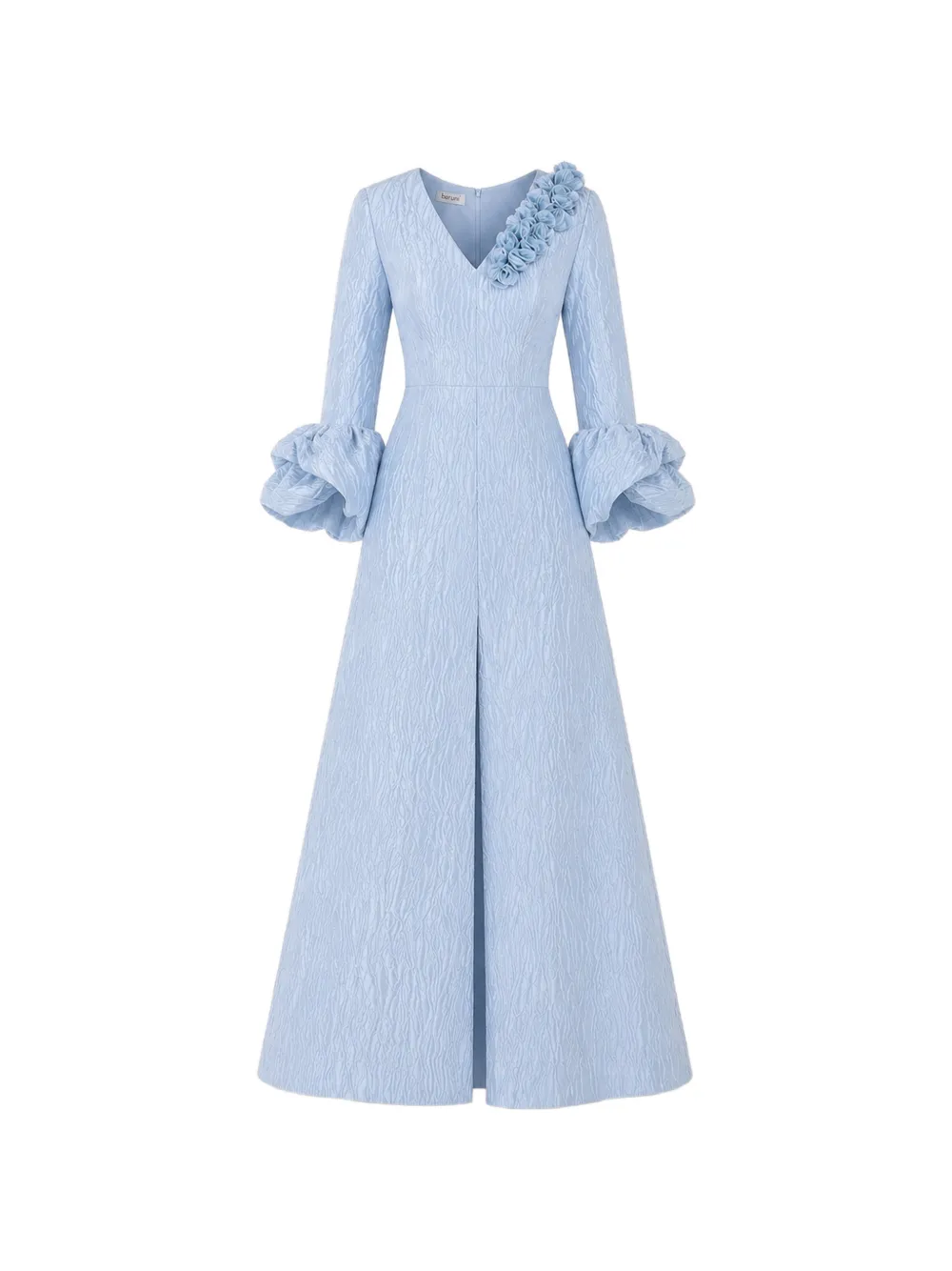 Baruni Fayha floral-embellished A-line maxi gown dress - Blu