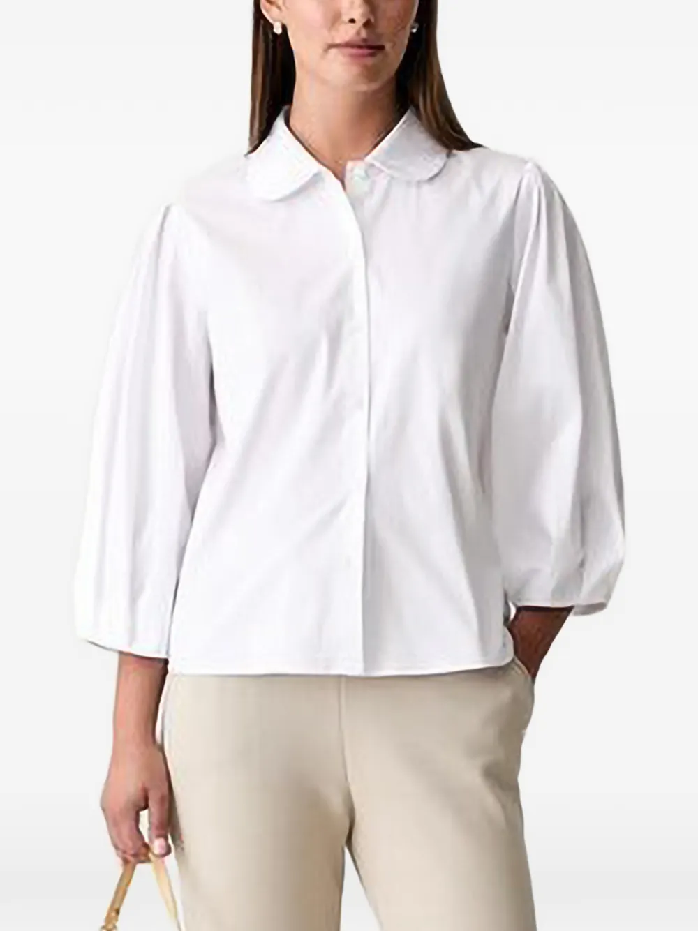 Joop Round-collar Puff-sleeve Shirt In White