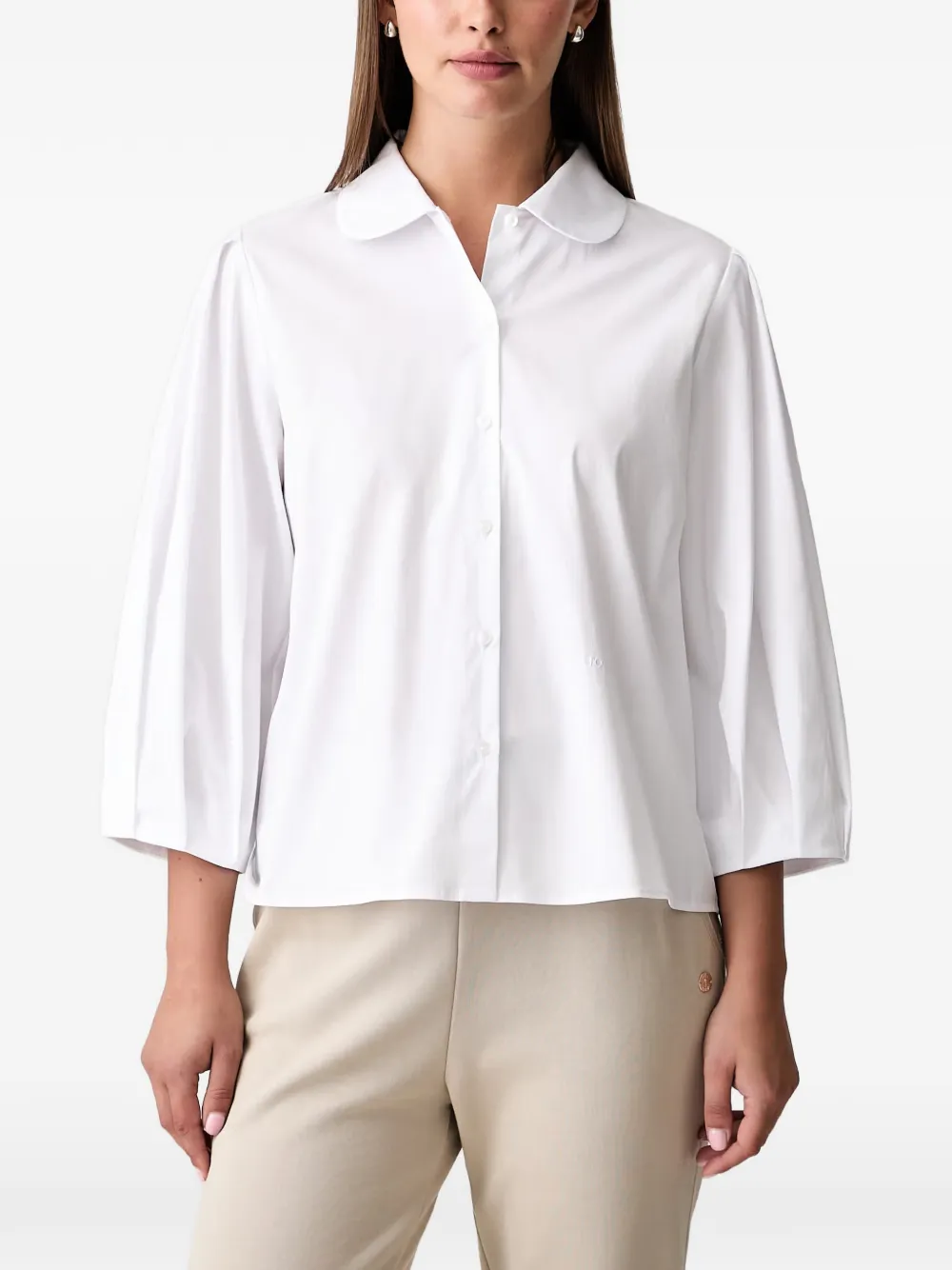 Joop! round-collar puff-sleeve shirt - Weiß