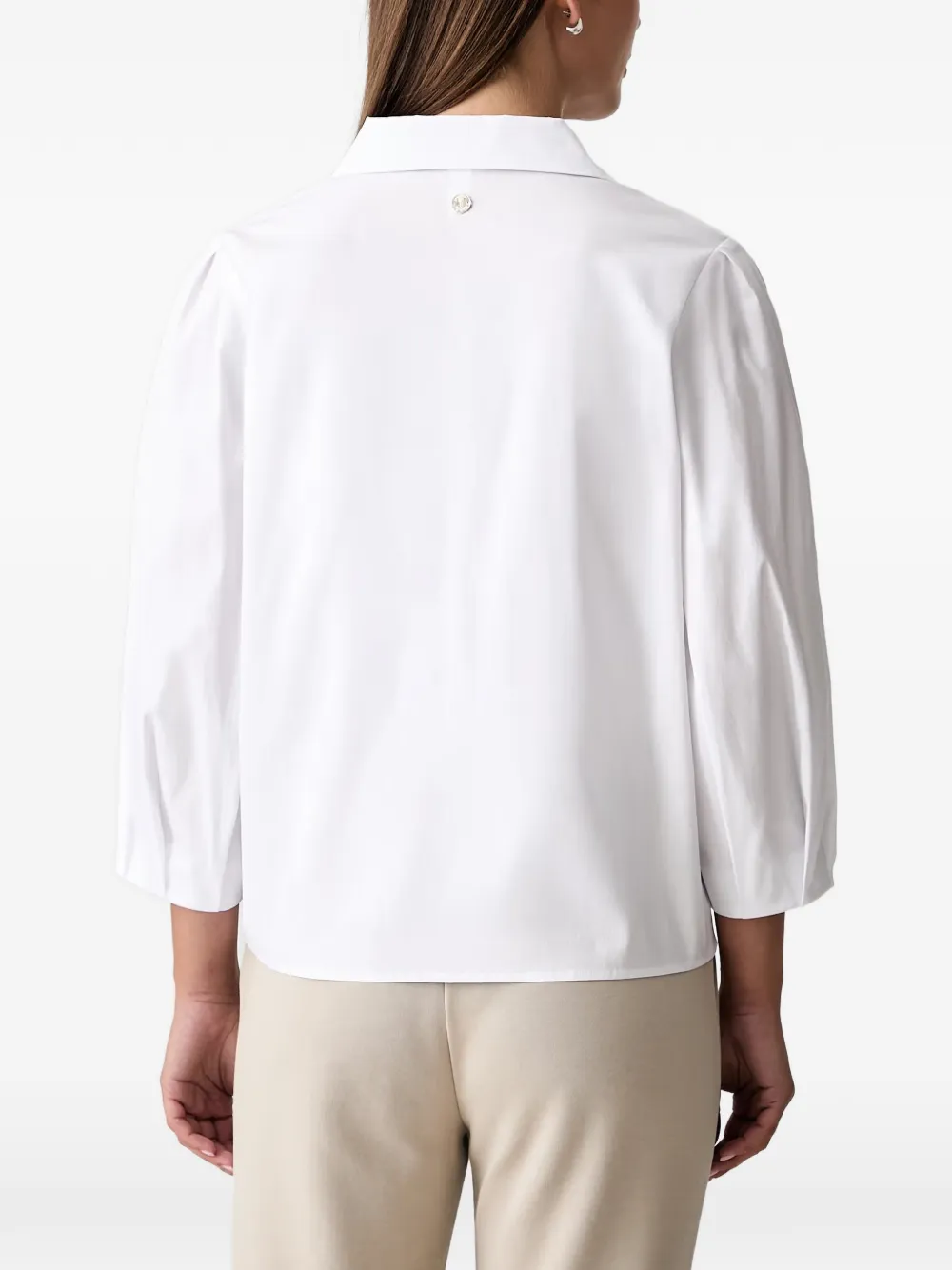 Joop! Blouse met ronde kraag en pofmouwen Wit