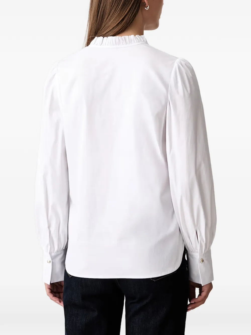 Joop! Blouse met rucheskraag en fijne plooien Wit