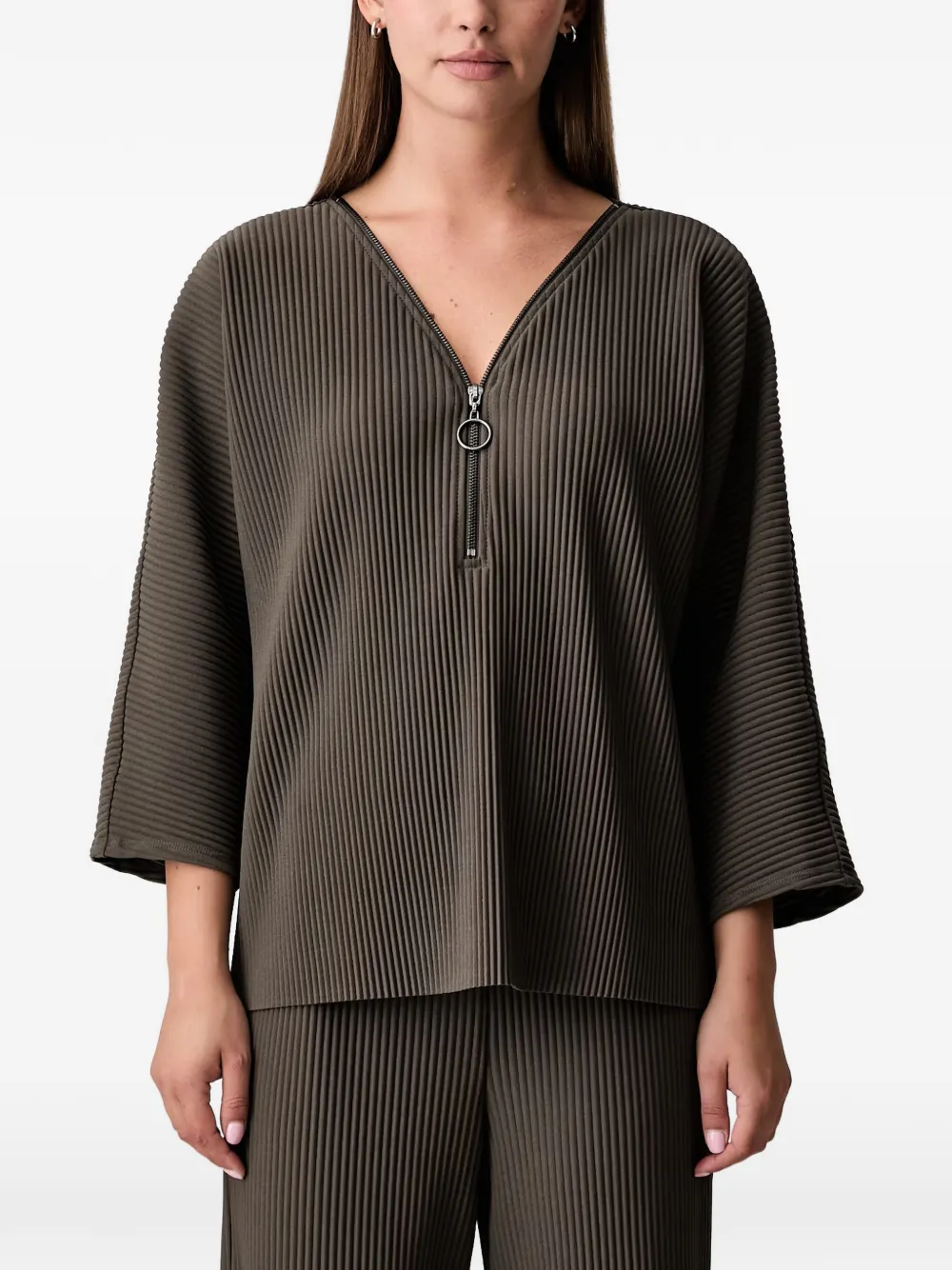Joseph Ribkoff plissé zip-fastening blouse - Verde