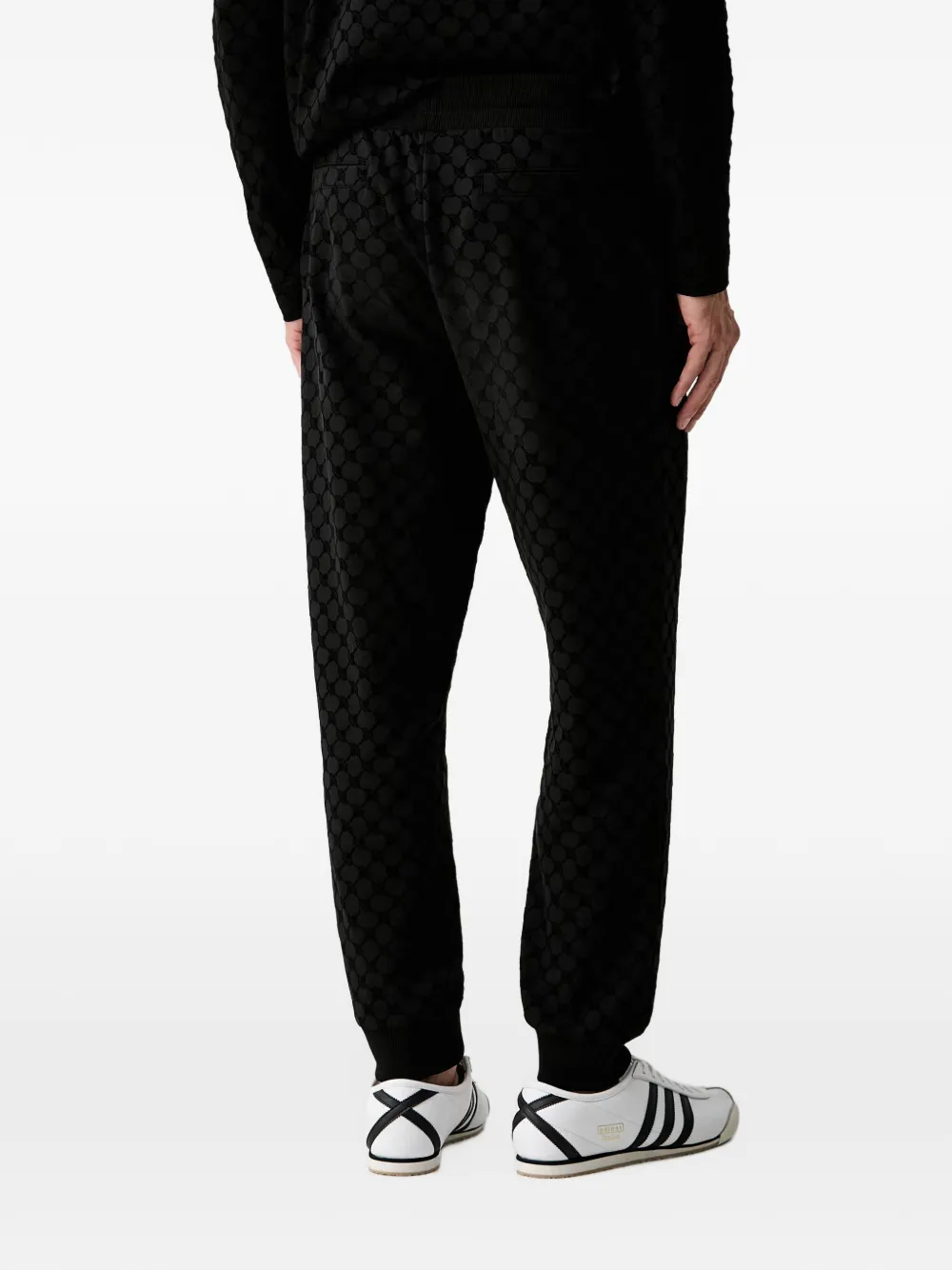 Joop! Broek met monogram-patroon en trekkoord Zwart