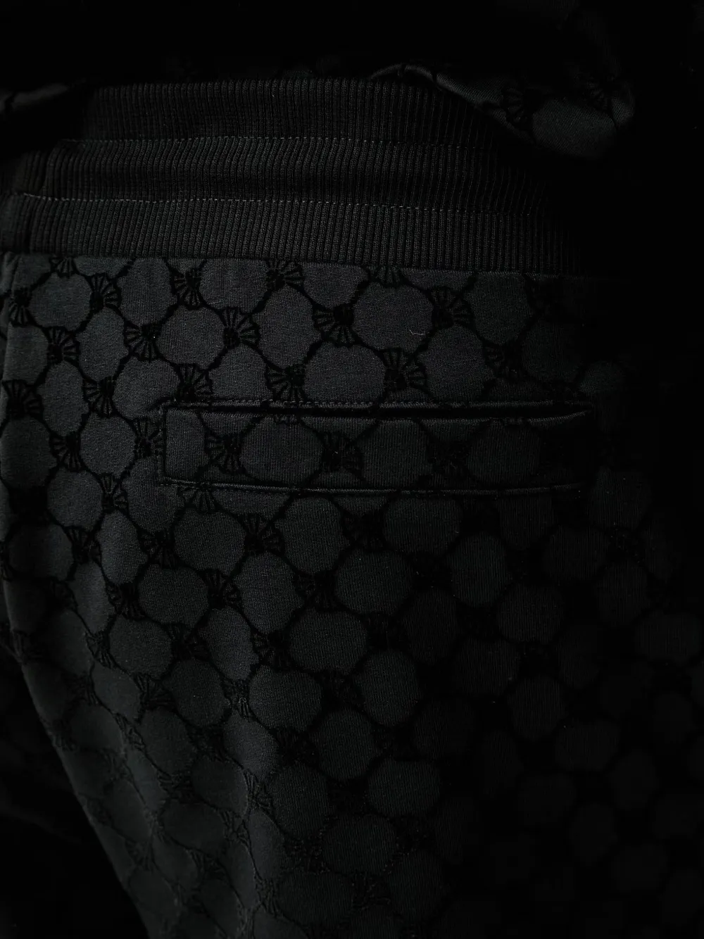 Joop! Broek met monogram-patroon en trekkoord Zwart