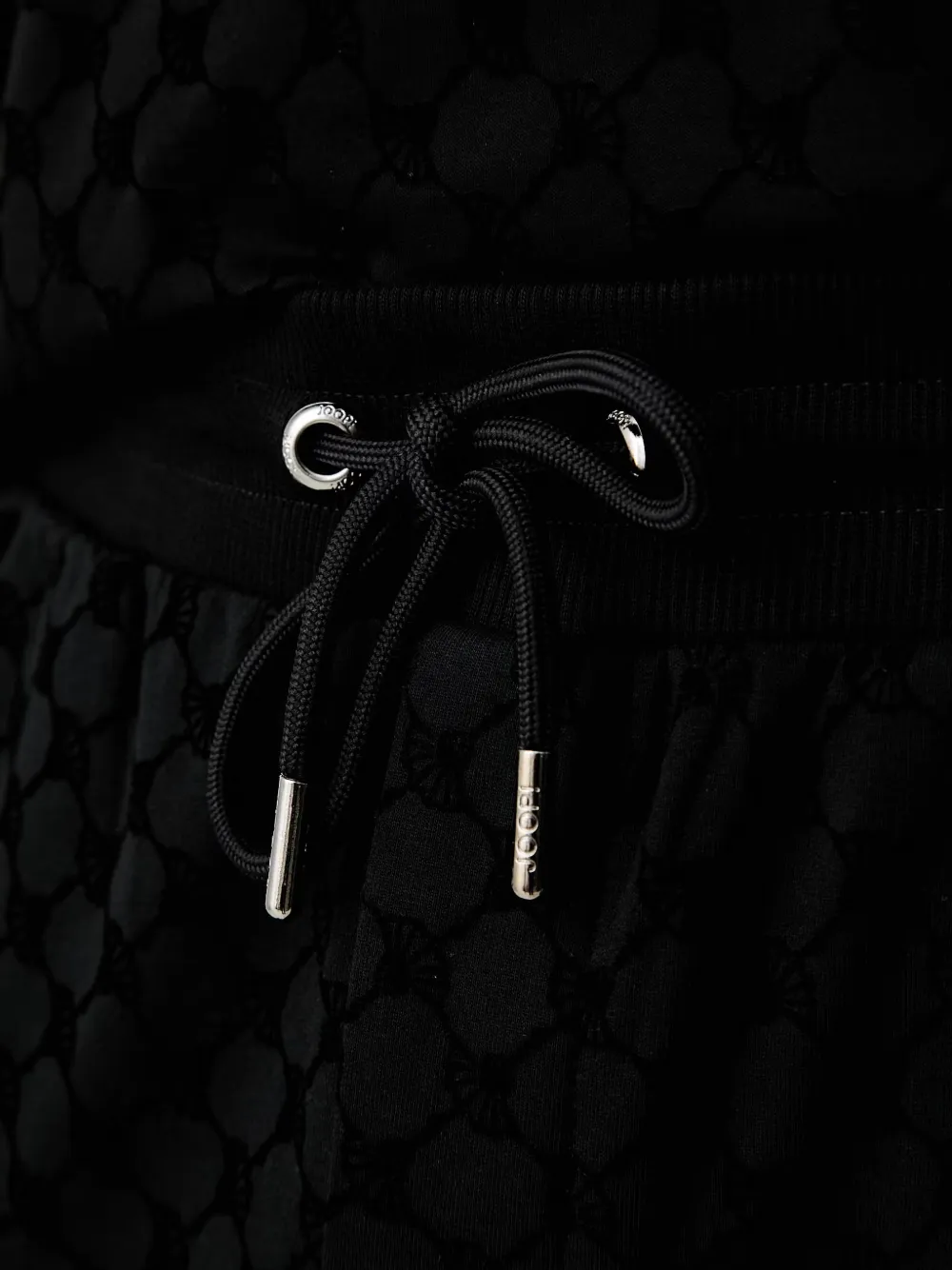 Joop! Broek met monogram-patroon en trekkoord Zwart