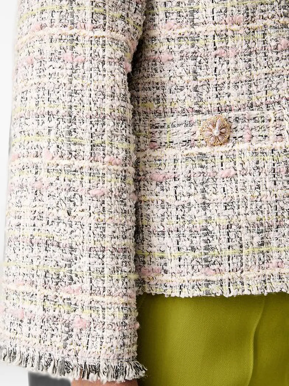 Joop! Bouclé gebreid jack met franje Roze