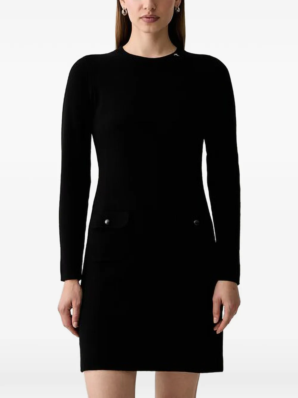 Joop! button-detail long-sleeve mini dress - Noir