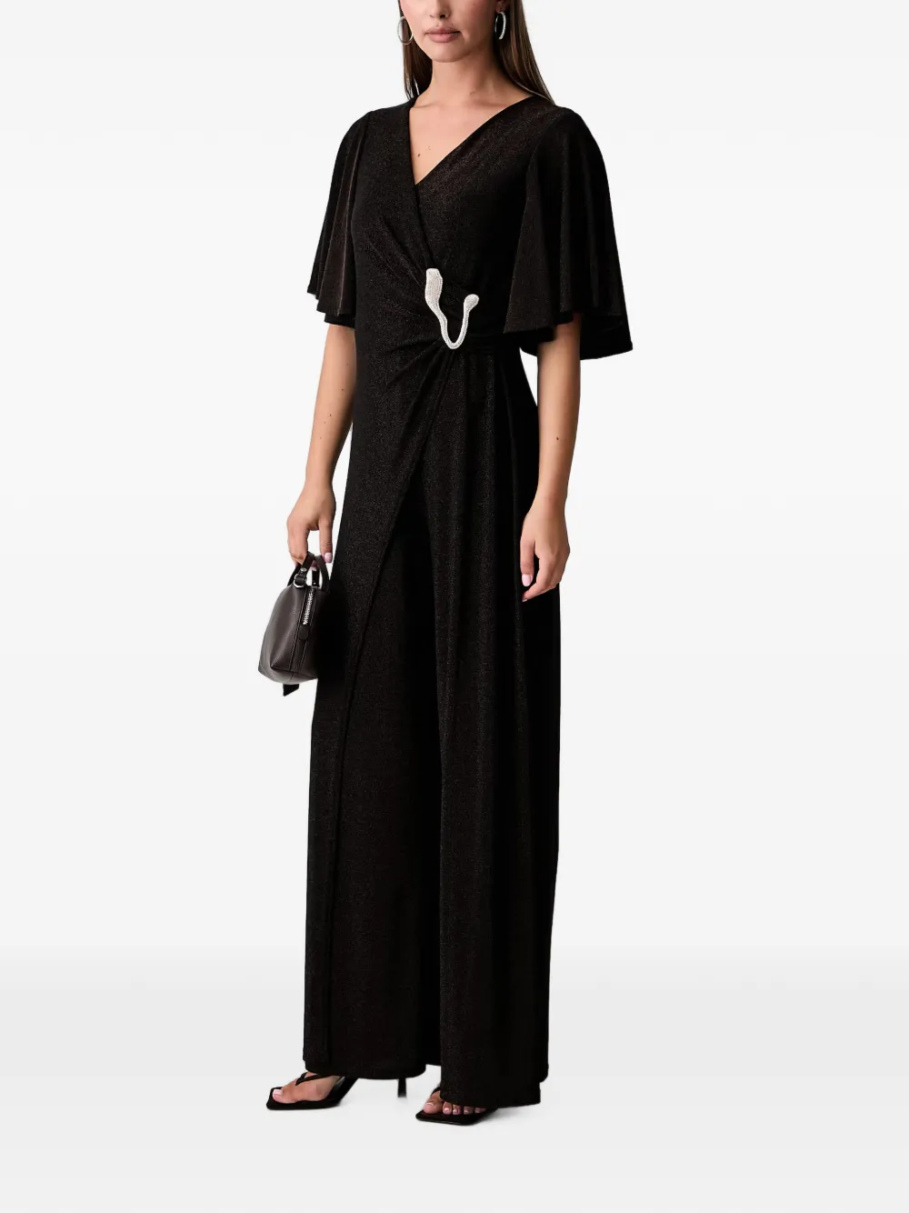 Joseph Ribkoff Verfraaide jumpsuit in wikkelstijl Bruin