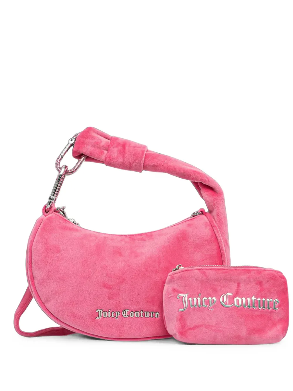 Juicy Couture velour crystal-embellished tote bag (set of two) - Rosa