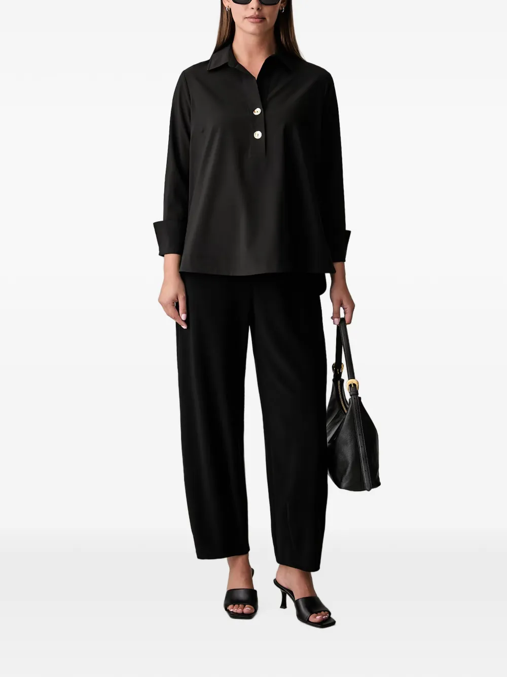 Joseph Ribkoff Blouse met knopen en kraag Zwart