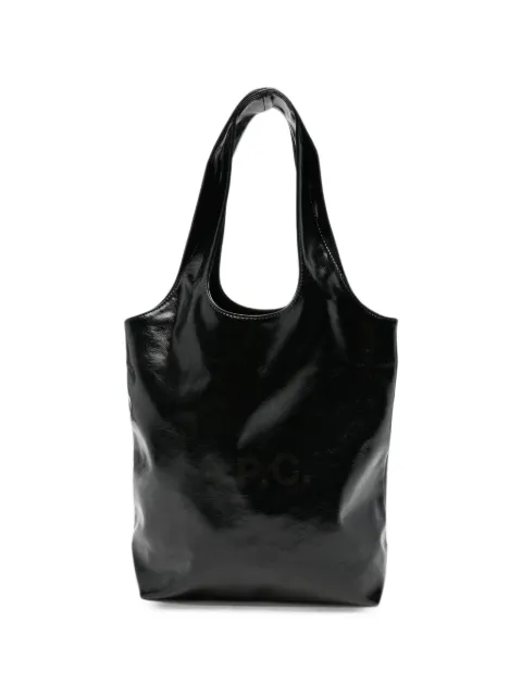 A.P.C. logo-print patent-finish tote bag