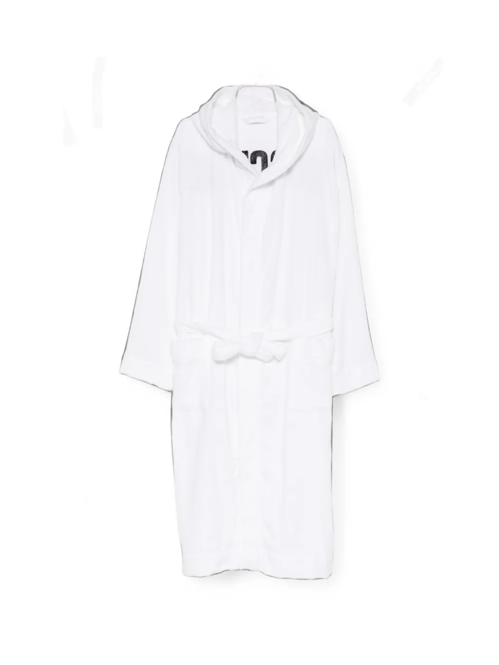 Moschino belted hood bathrobe - Bianco