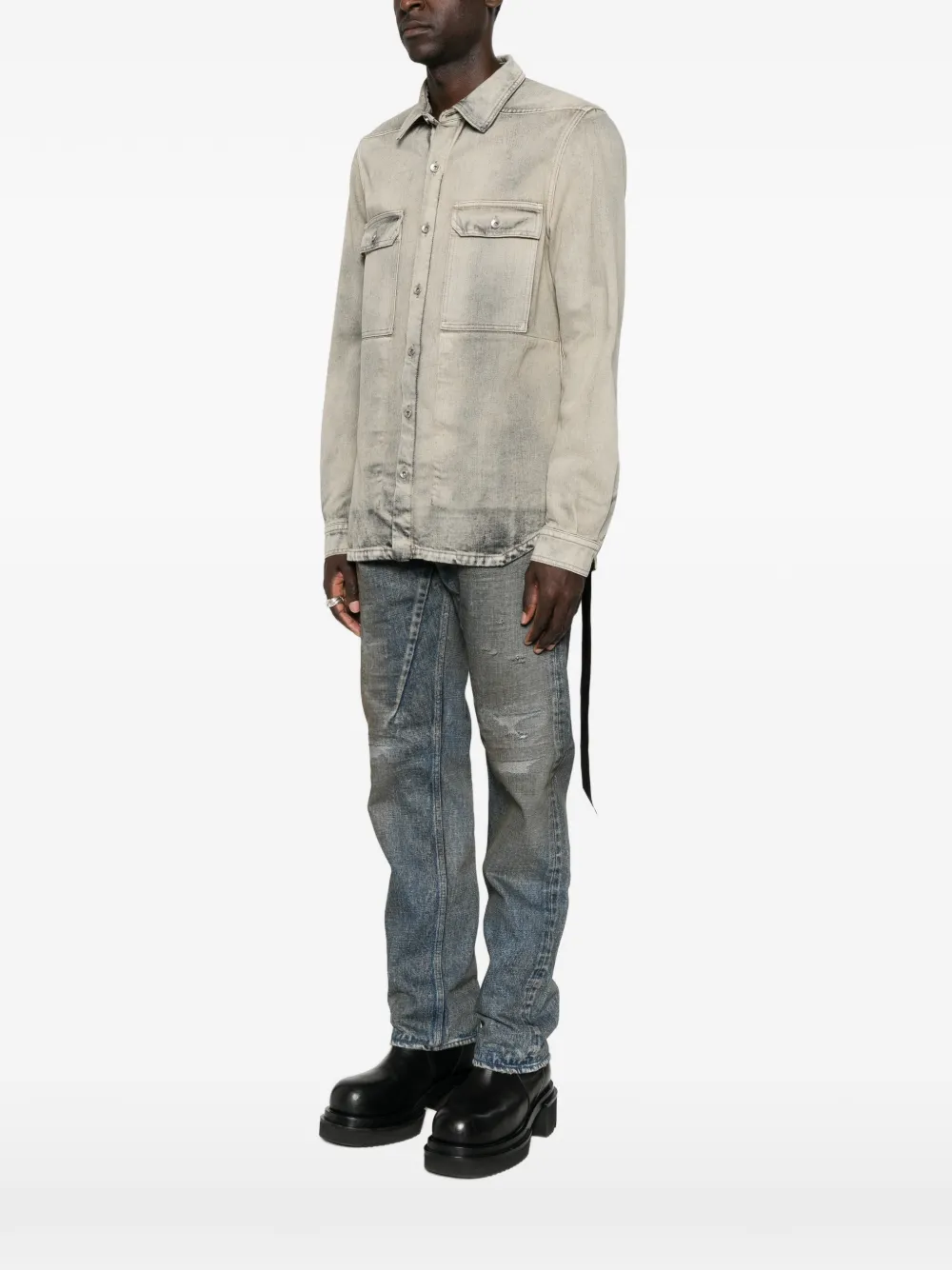 Rick Owens DRKSHDW Shirtjack met lange mouwen en knopen Blauw
