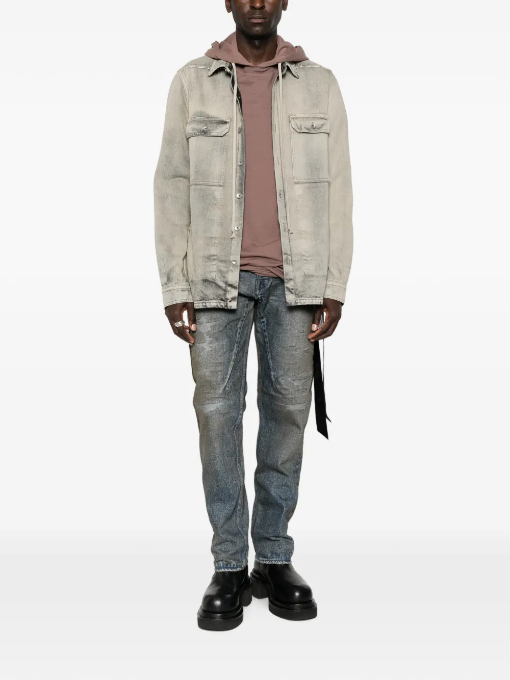 Rick Owens DRKSHDW Shirtjack met lange mouwen en knopen Blauw