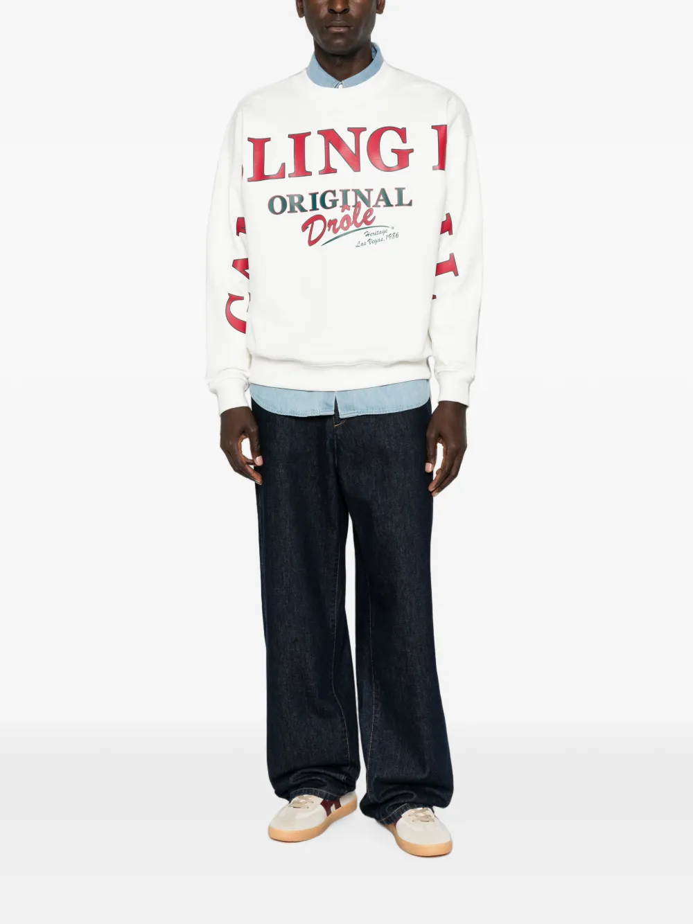 Drôle De Monsieur Sweater met logoprint Beige