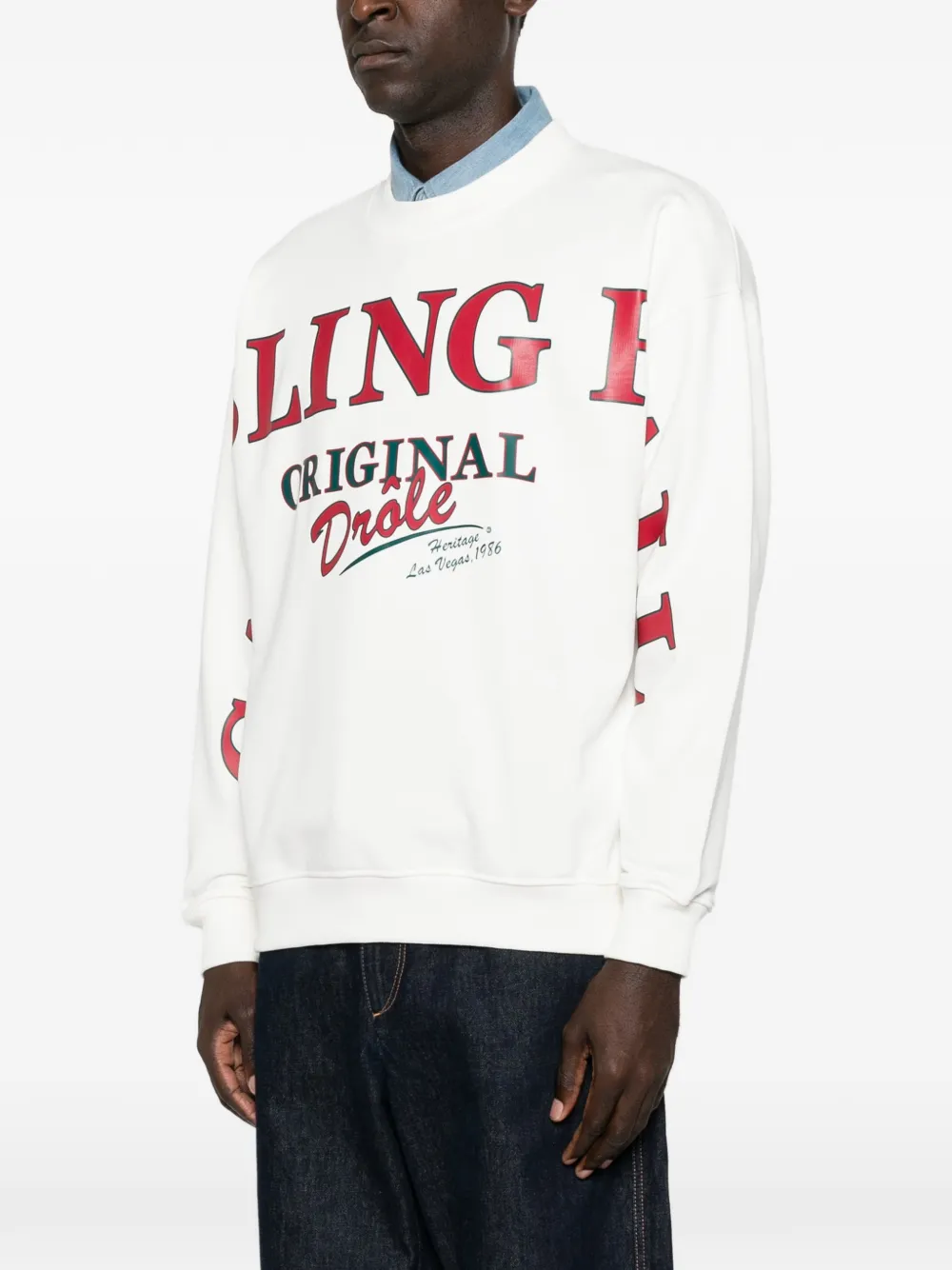 Drôle De Monsieur Sweater met logoprint Beige