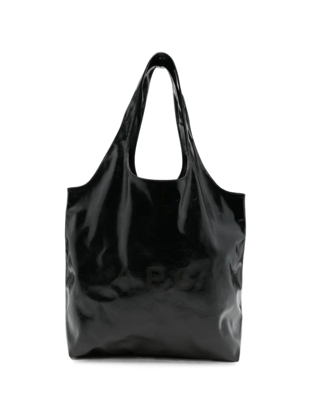 A.P.C. logo-print patent-finish tote bag - Nero