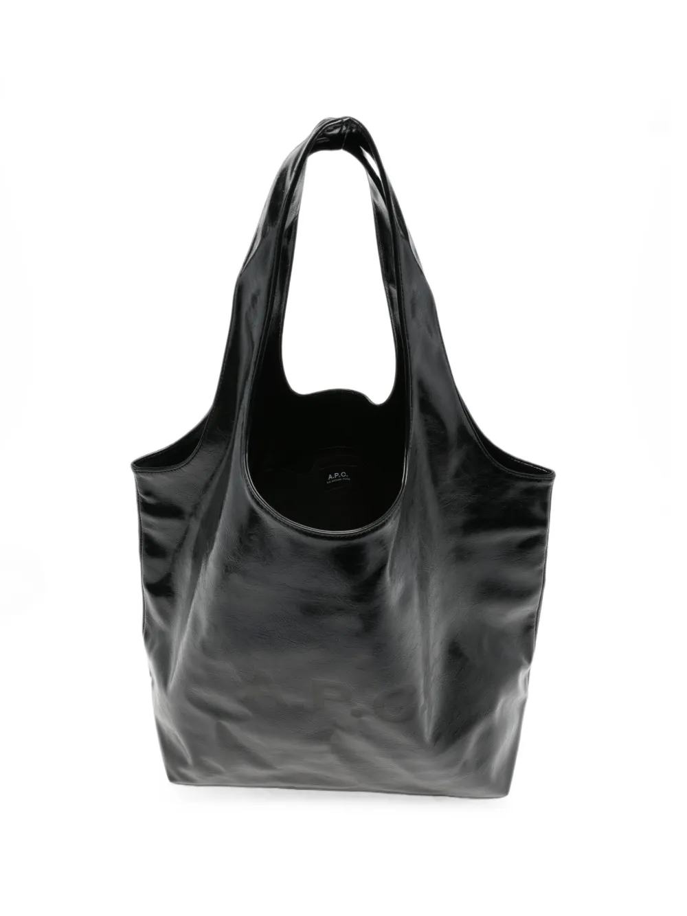 A.P.C. Shopper met lakafwerking en logo-print Zwart