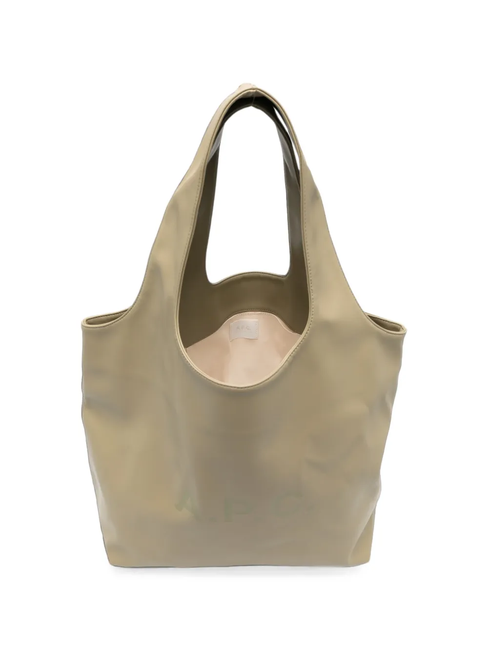 A.P.C. logo-print leather tote bag Beige