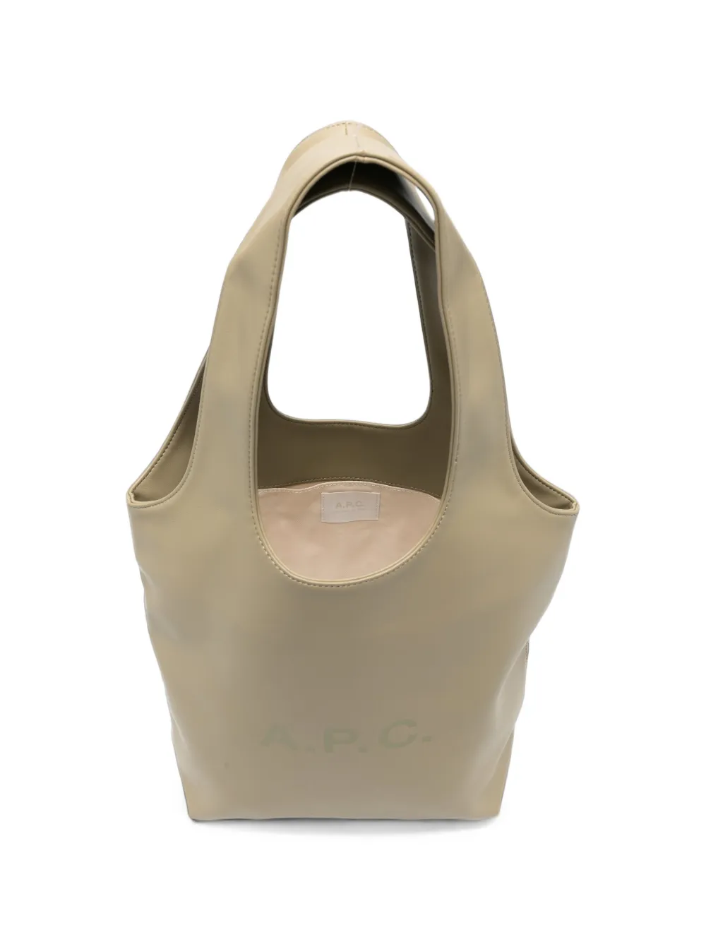 A.P.C. Leren shopper met logoprint Beige