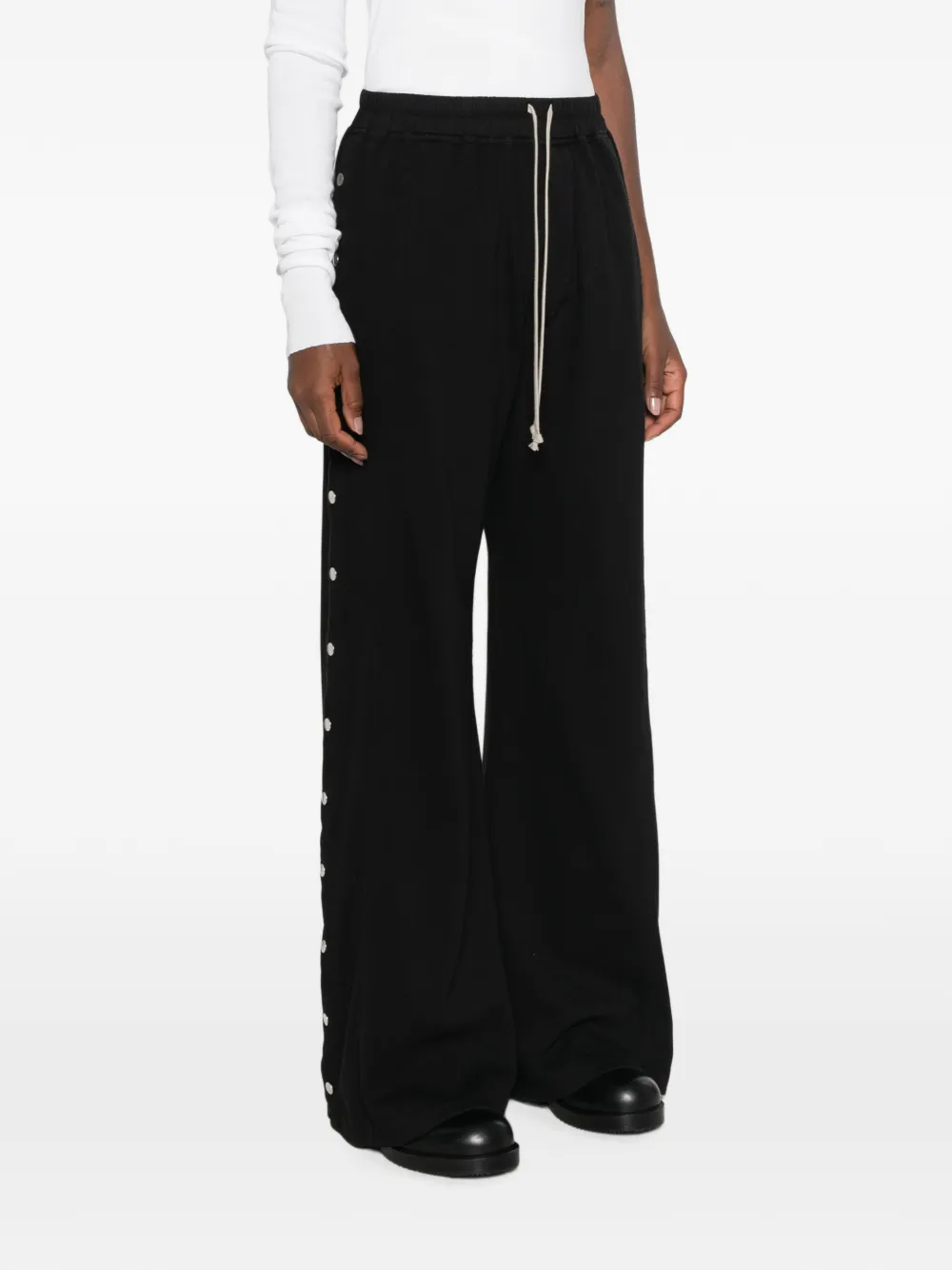 Rick Owens DRKSHDW Pusher broek met drukknoop en wijde pijpen Zwart