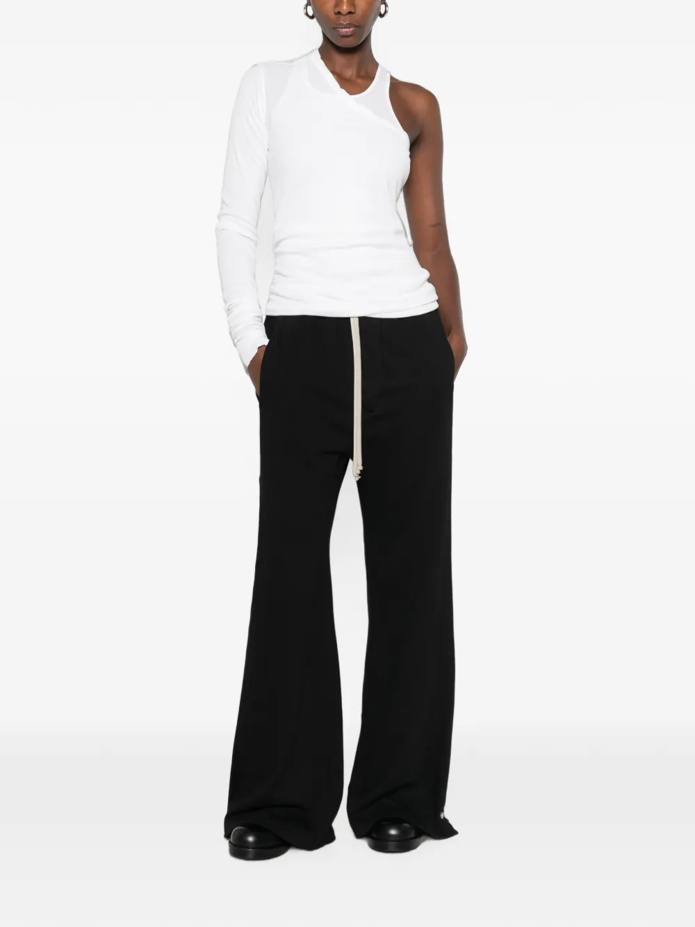 Rick Owens DRKSHDW Pusher broek met drukknoop en wijde pijpen Zwart