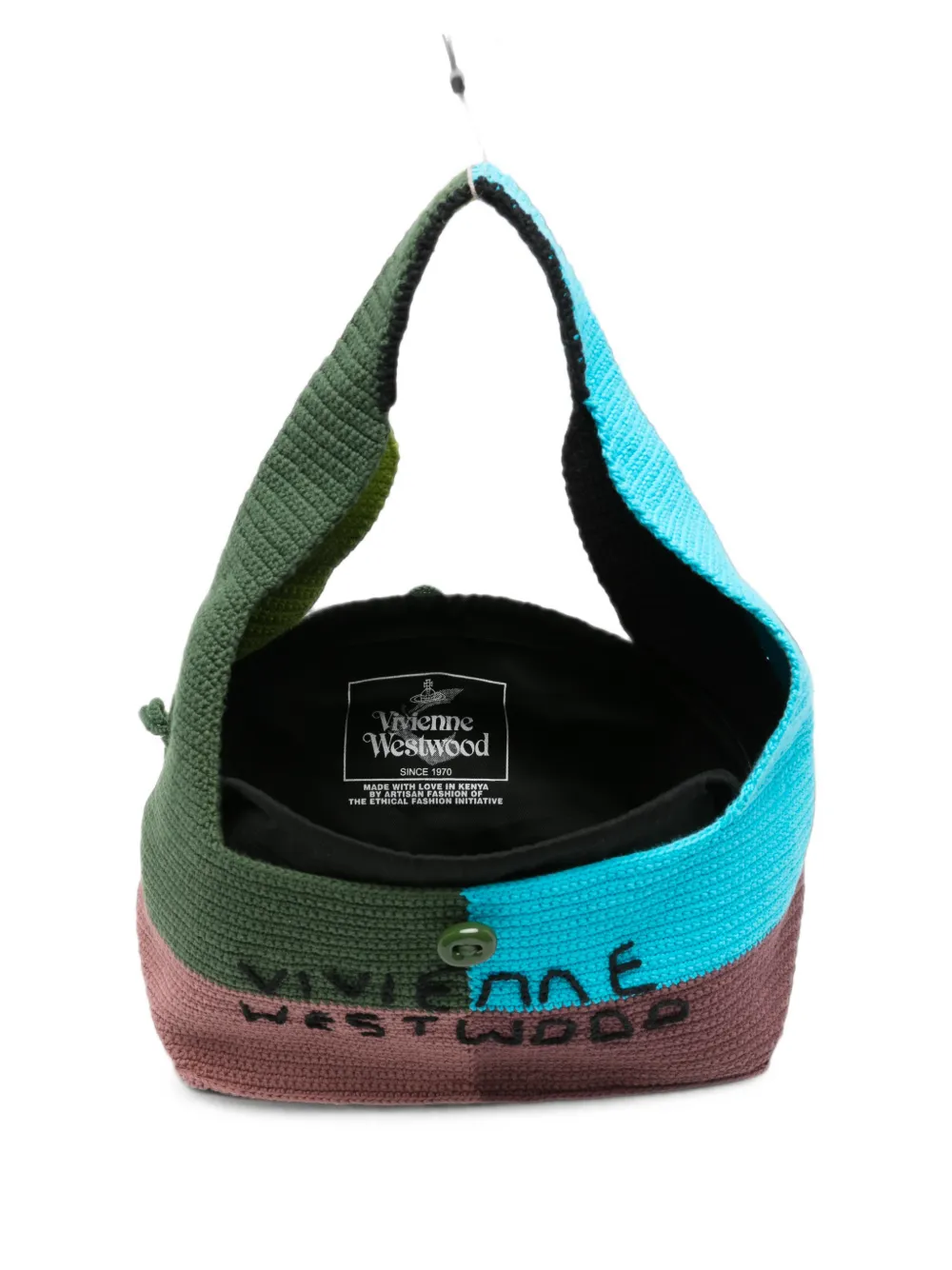 Vivienne Westwood crochet-knit logo-embroidered shoulder bag Veelkleurig