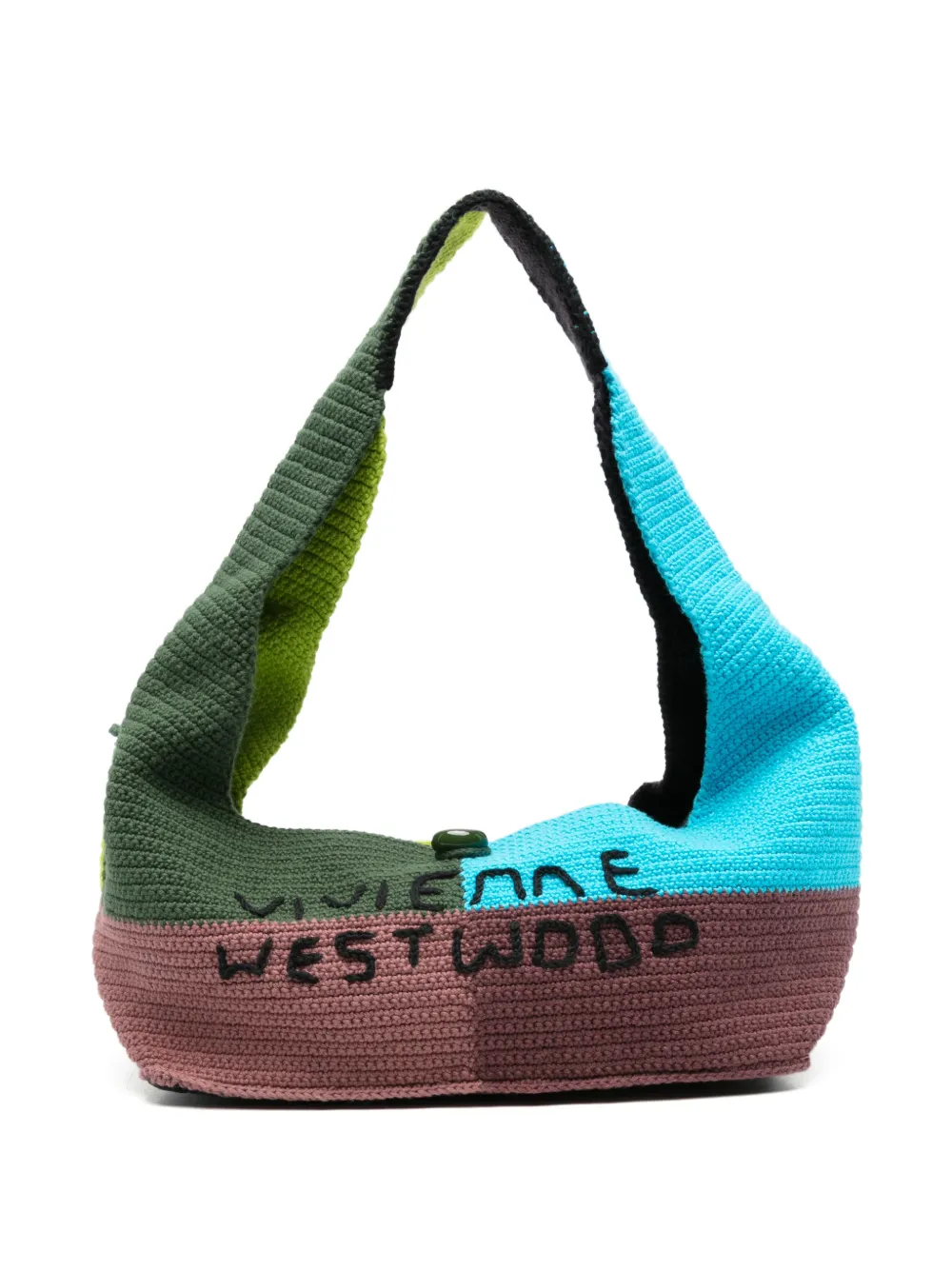 Vivienne Westwood crochet-knit logo-embroidered shoulder bag - Multicolore
