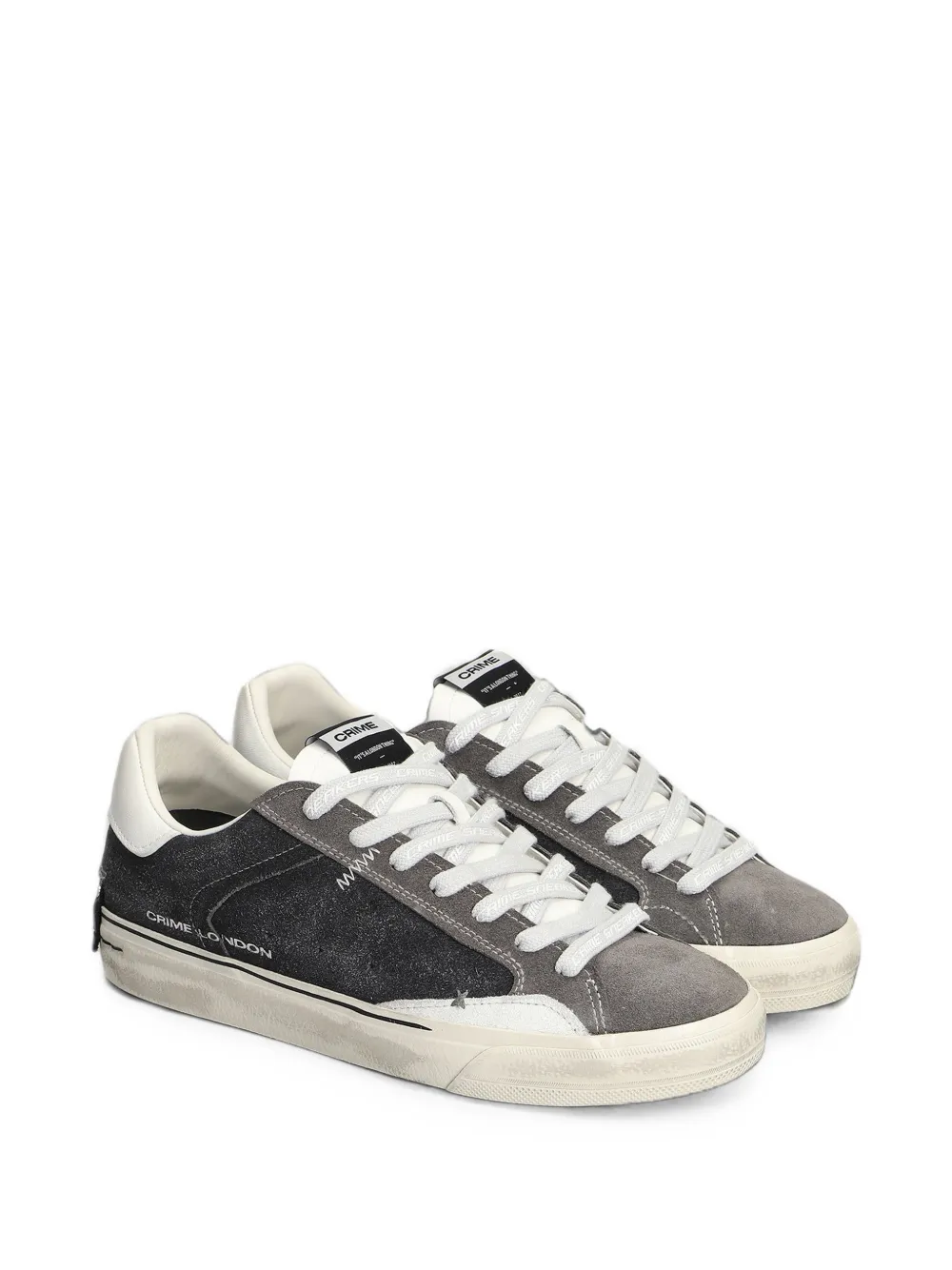 Crime London Deconstructed distressed-effect panelled sneakers Grijs