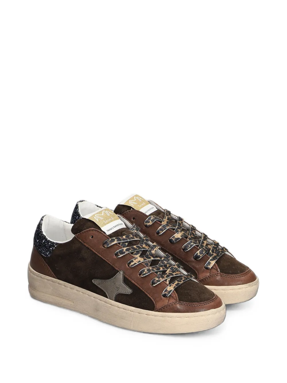 Ama Brand glitter-detail star-patch sneakers Bruin