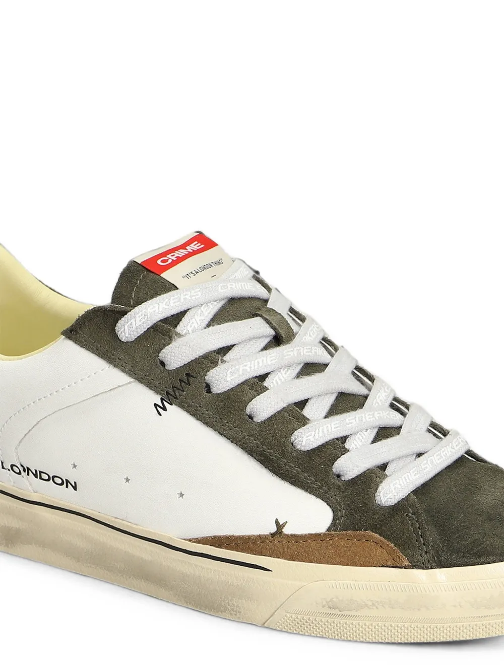 Crime London Deconstructed distressed-effect panelled sneakers Wit
