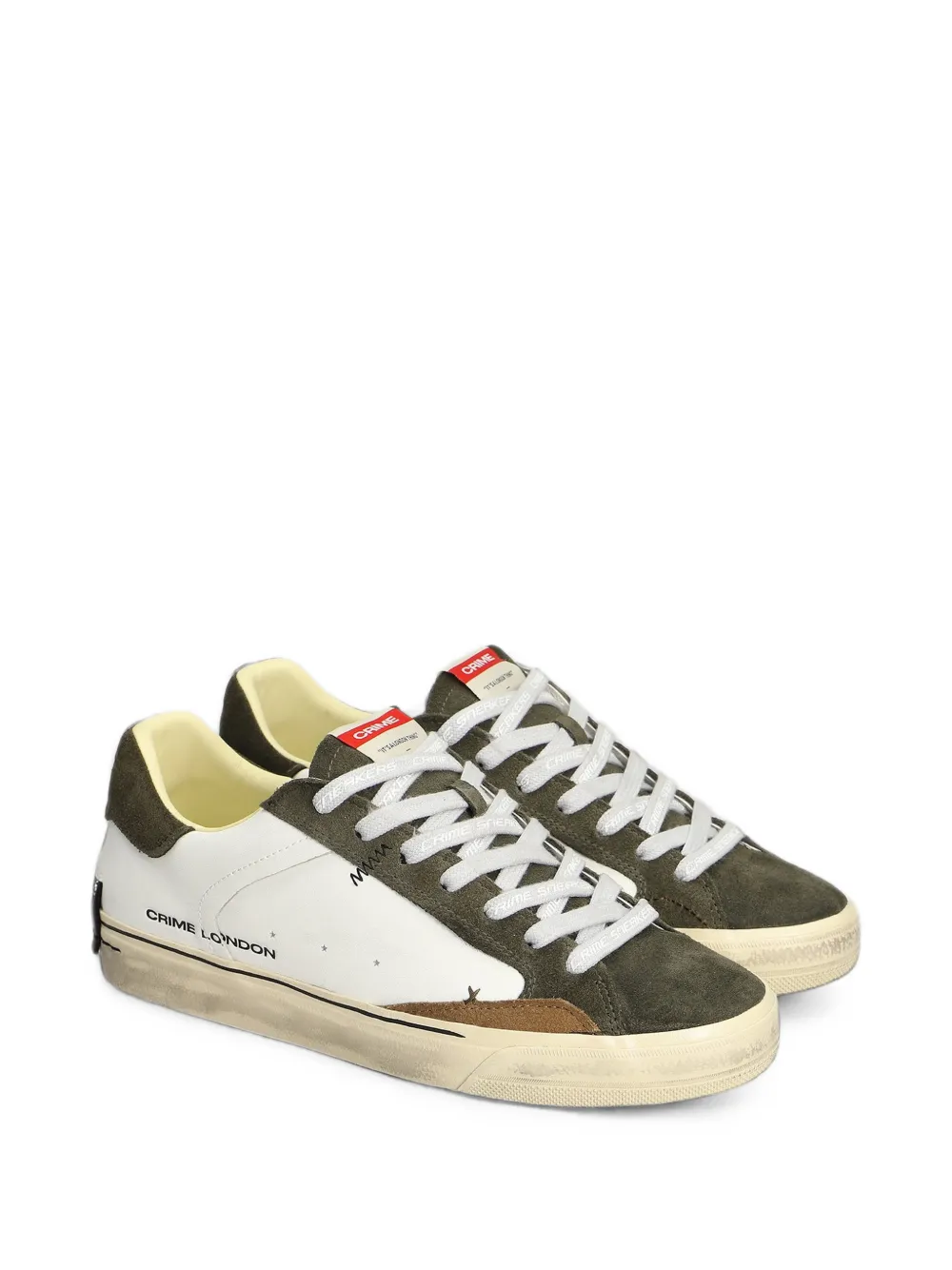 Crime London Deconstructed distressed-effect panelled sneakers Wit