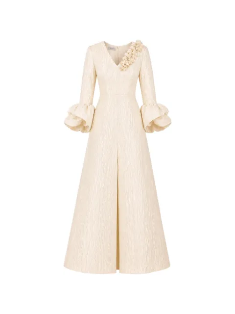 Baruni Fayha floral-embellished A-line maxi gown dress