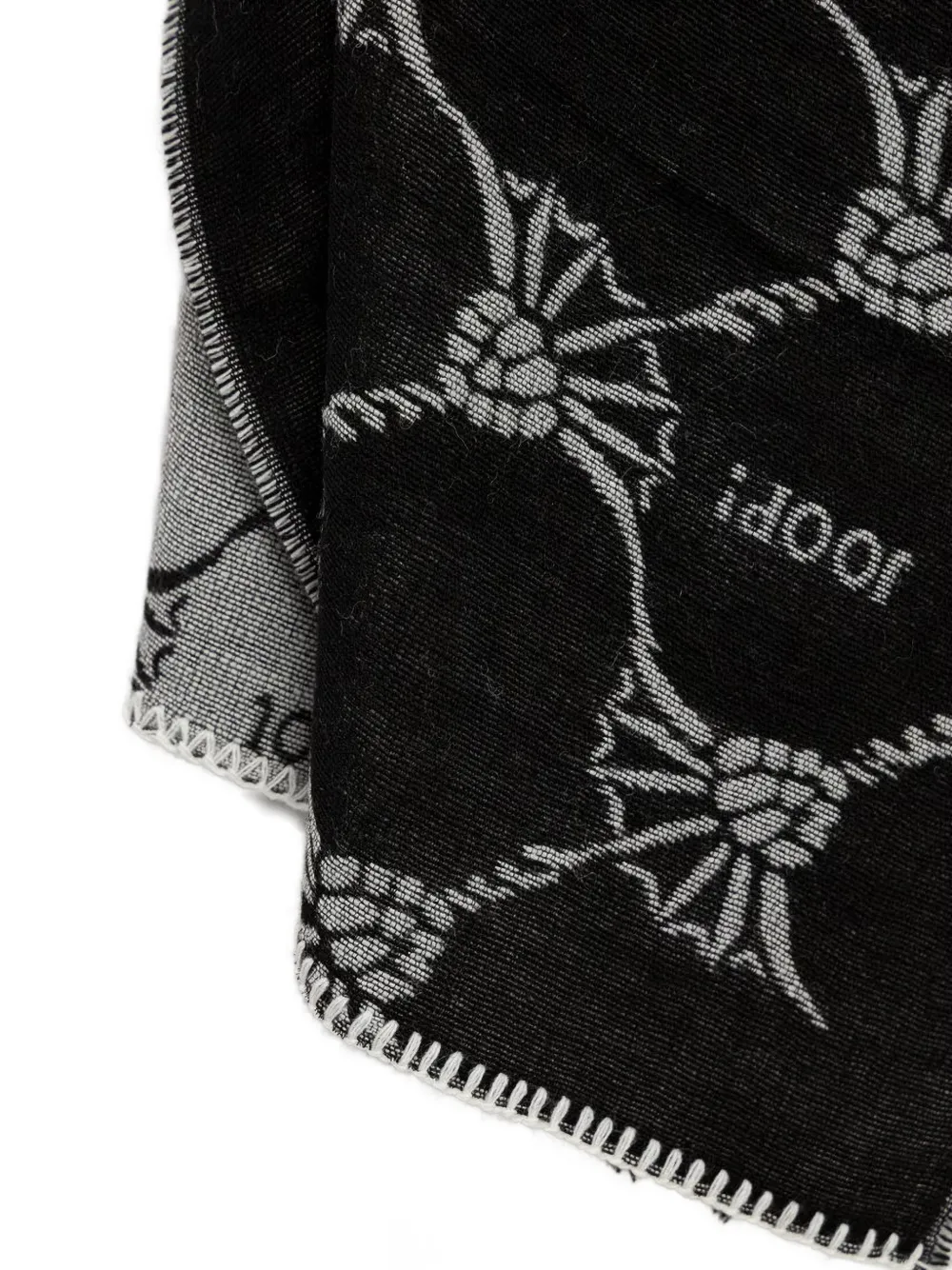Joop! Sjaal met logo-patroon en festonsteken Zwart