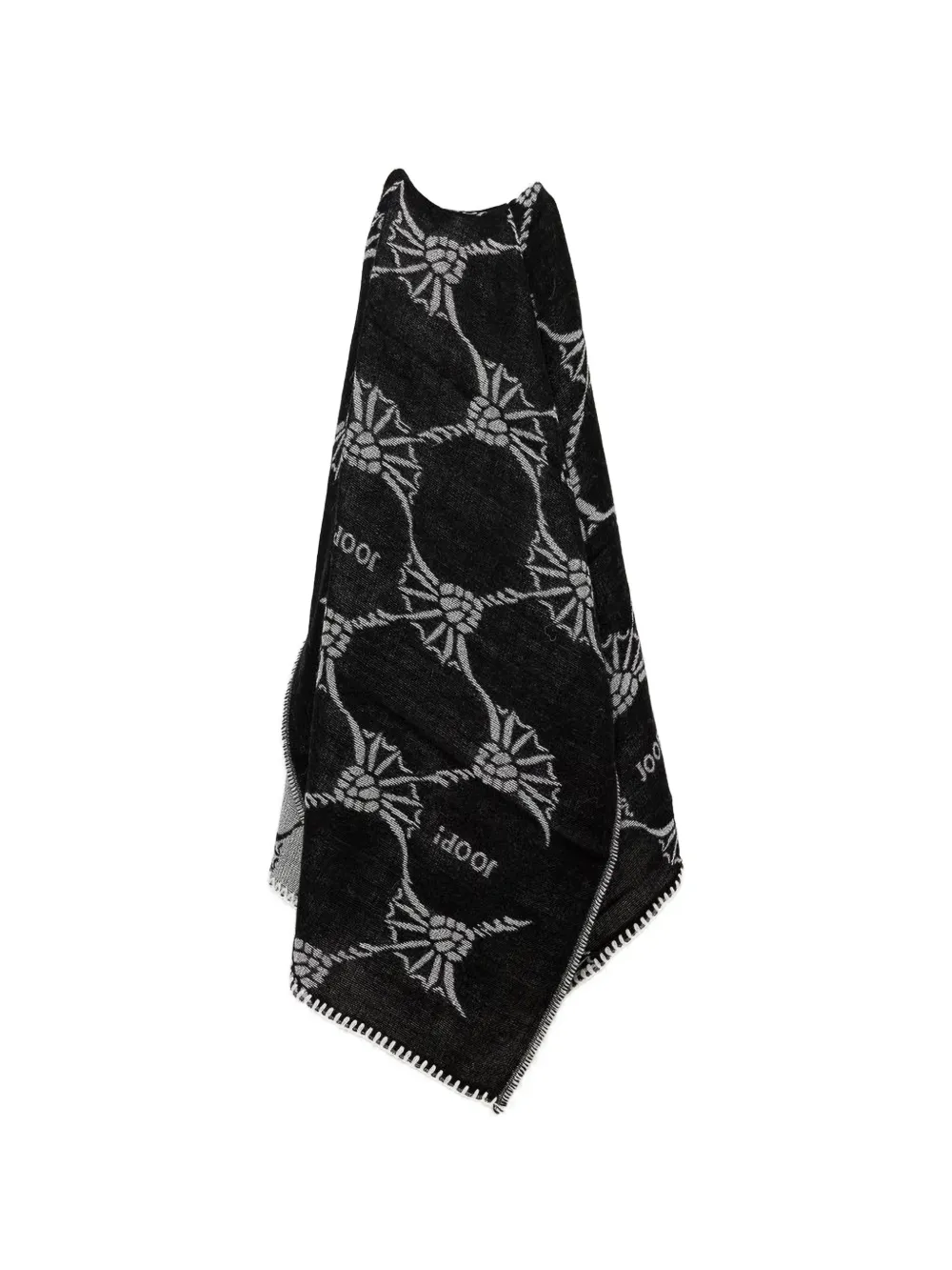 Joop! logo-patterned blanket-stitch scarf - Nero