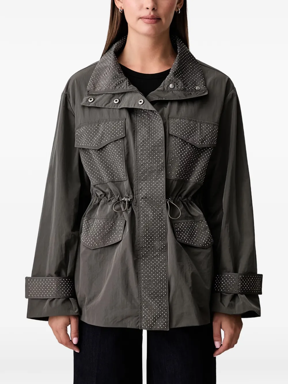 Joseph Ribkoff stud-embellished drawstring jacket