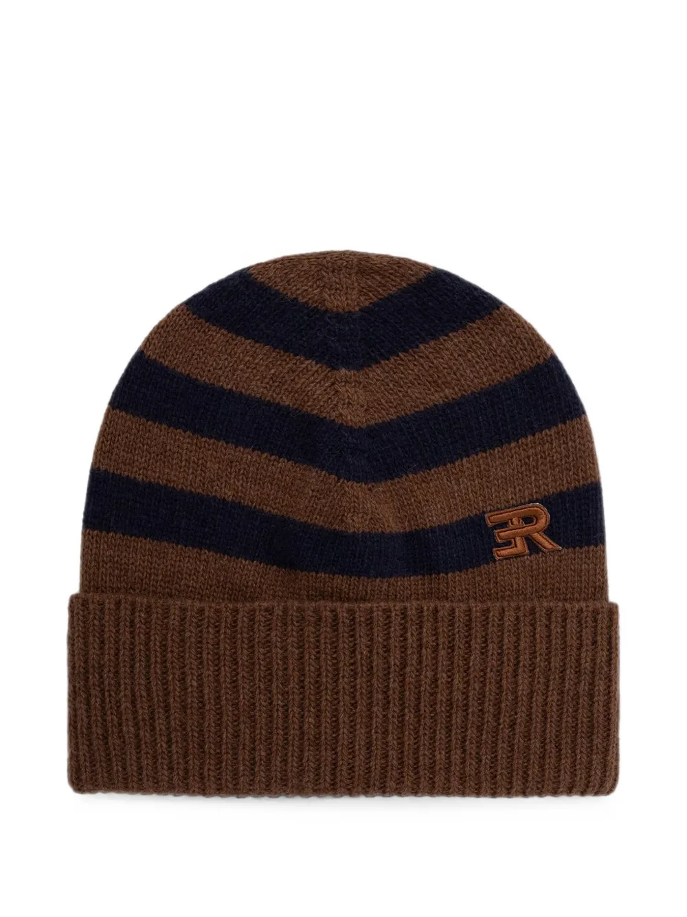 ERMANNO FIRENZE striped logo-embroidered beanie hat - Marrone