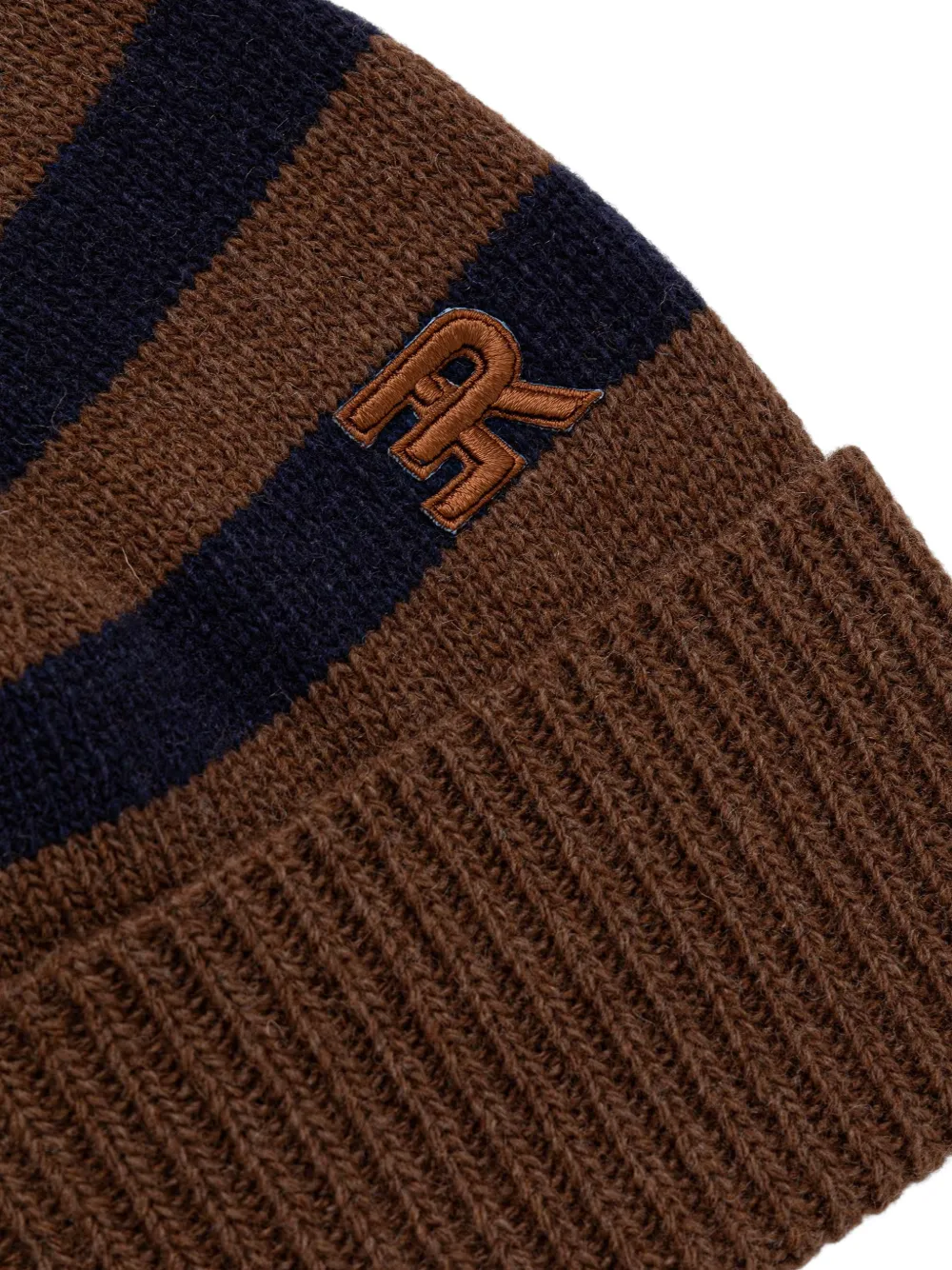 ERMANNO FIRENZE Gestreepte muts met geborduurd logo Bruin