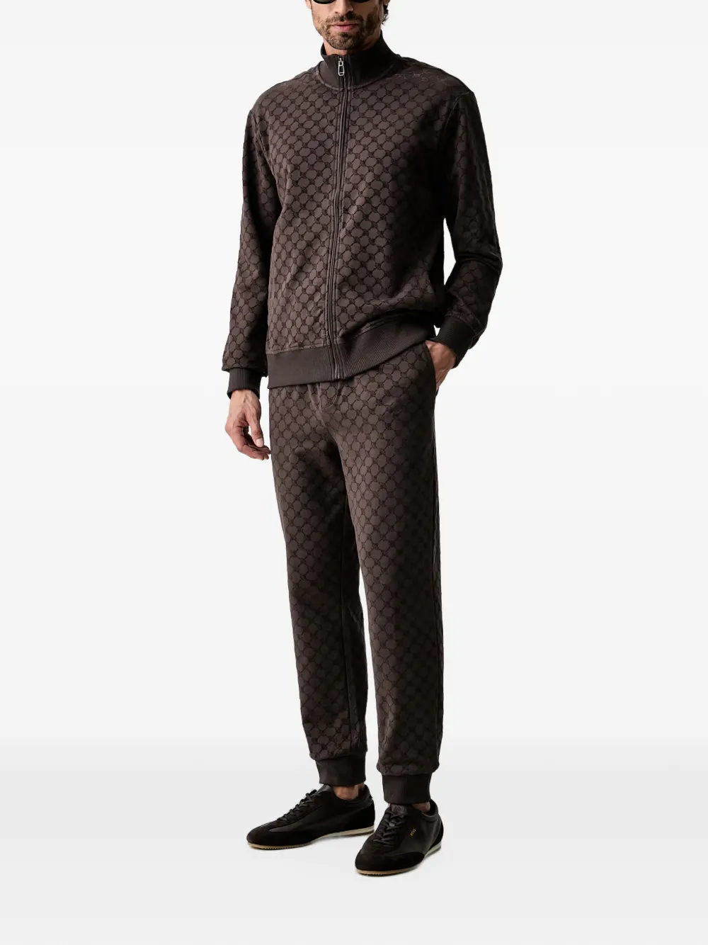 Joop! cornflower-pattern zip-up sweatershirt Bruin
