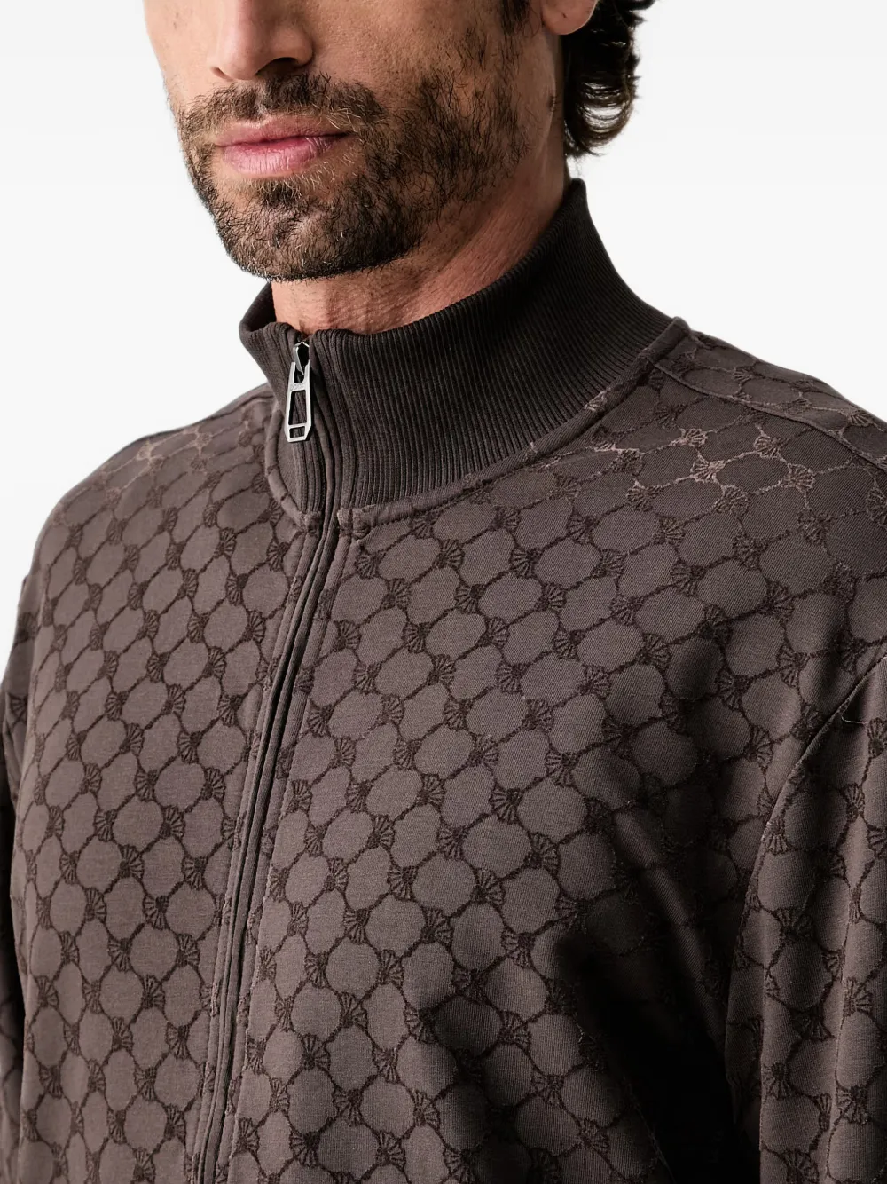 Joop! cornflower-pattern zip-up sweatershirt Bruin