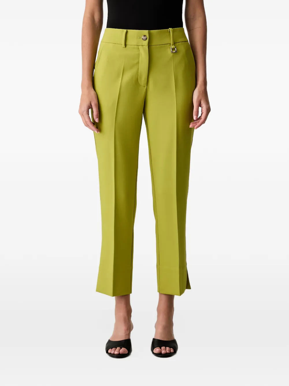 Joop! logo-waistband cropped trousers Groen