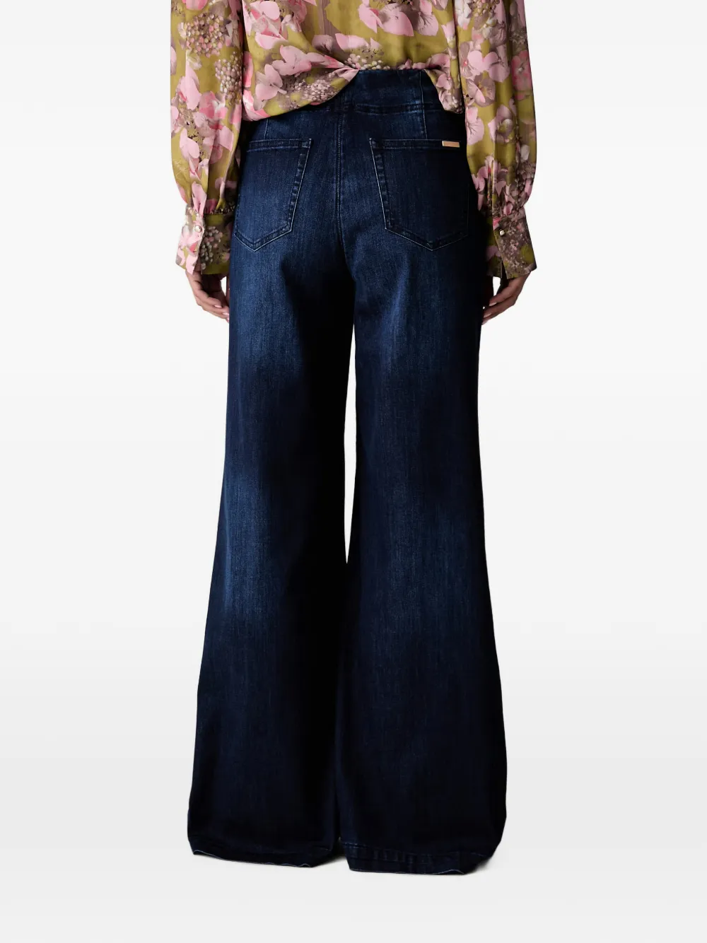 Joseph Ribkoff Jeans met wijde pijpen en naden Blauw