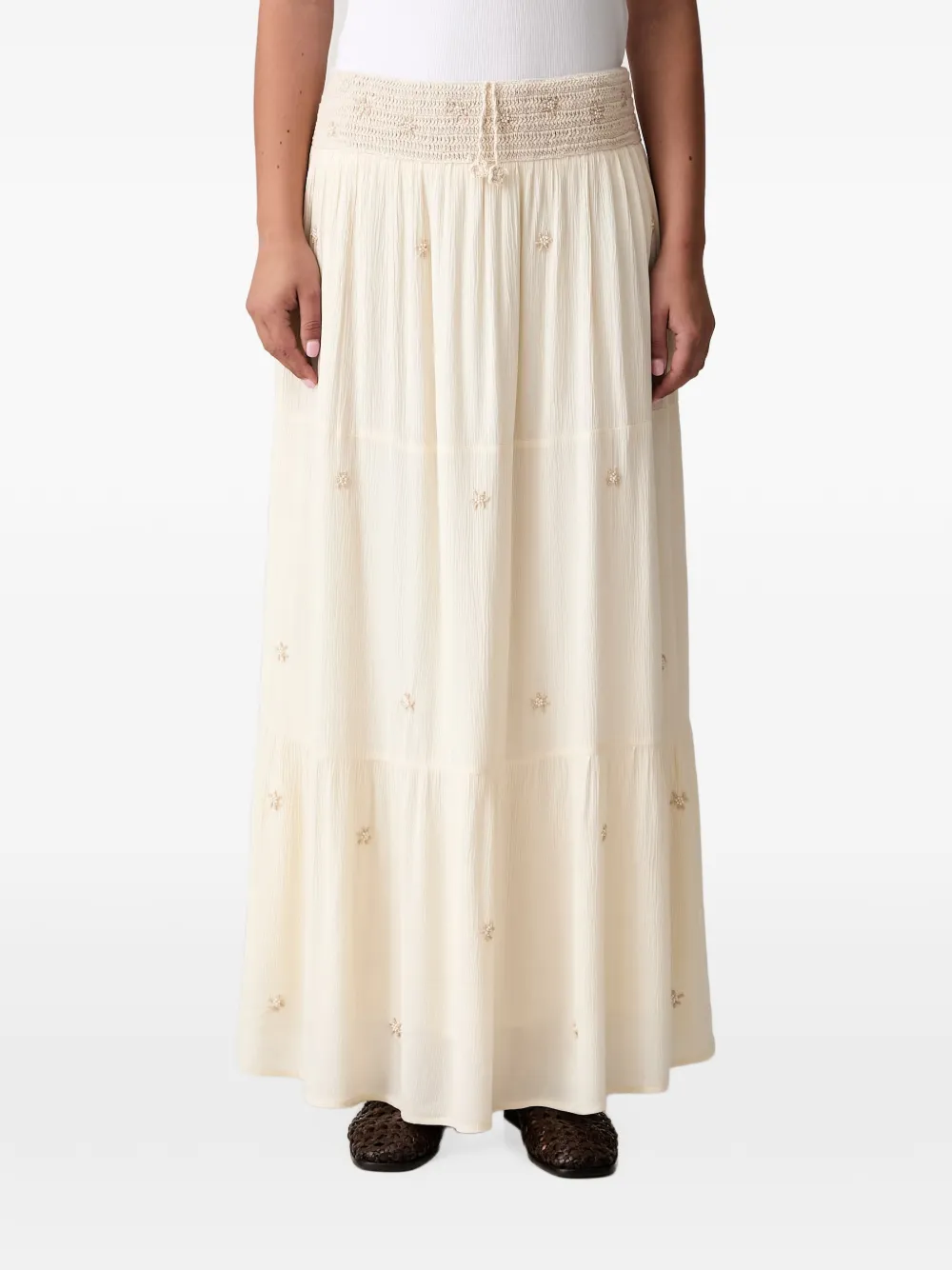 Hoss Intropia Roxana bead-embellished tiered maxi skirt