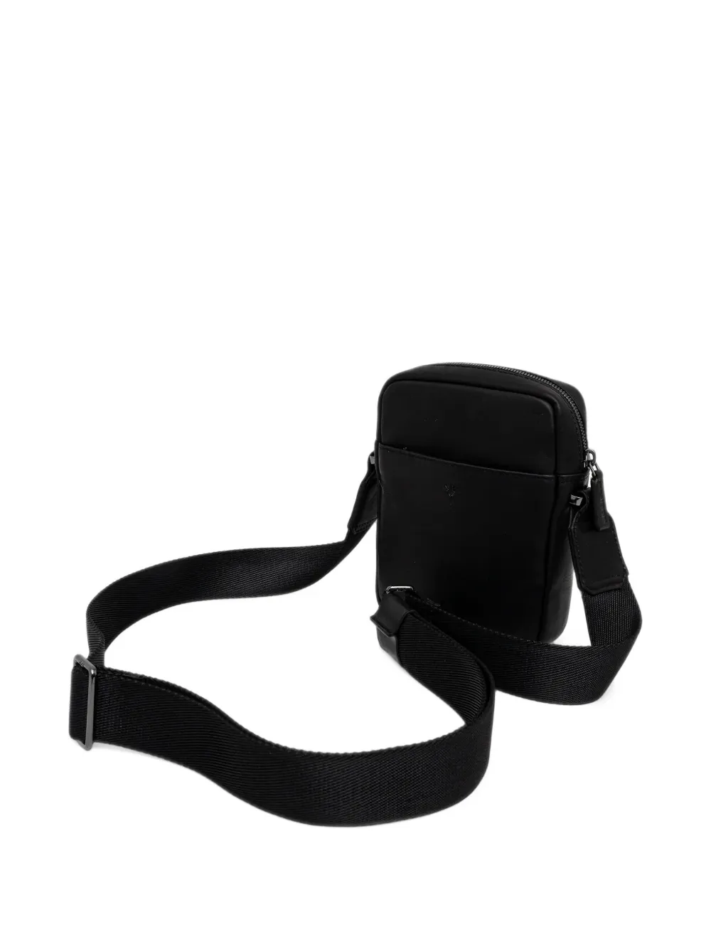 Joop! logo-plaque leather messenger bag Zwart