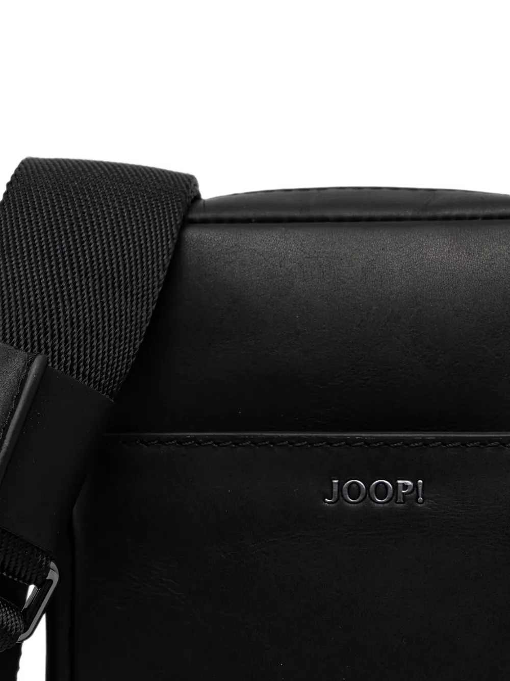 Joop! logo-plaque leather messenger bag Zwart