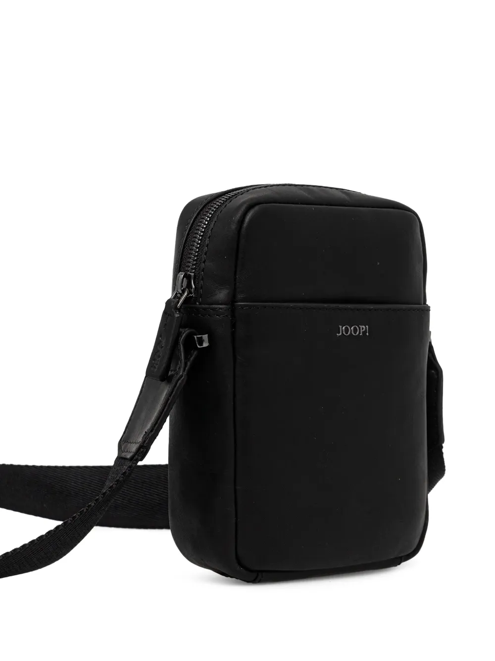Joop! logo-plaque leather messenger bag Zwart