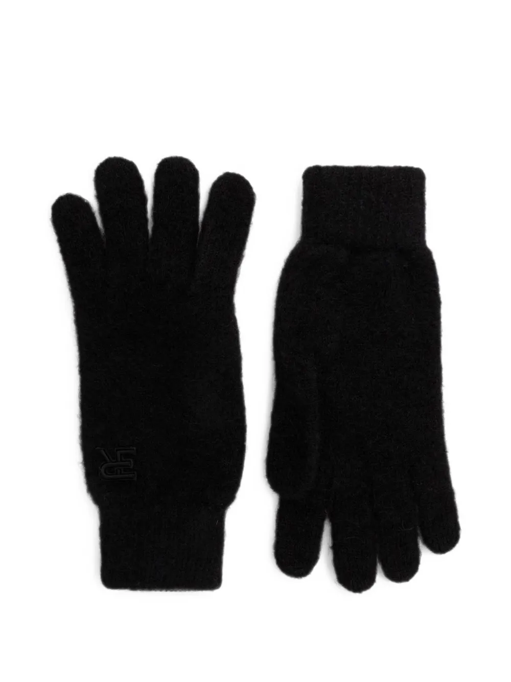 ERMANNO FIRENZE logo-embroidered knitted gloves - Schwarz