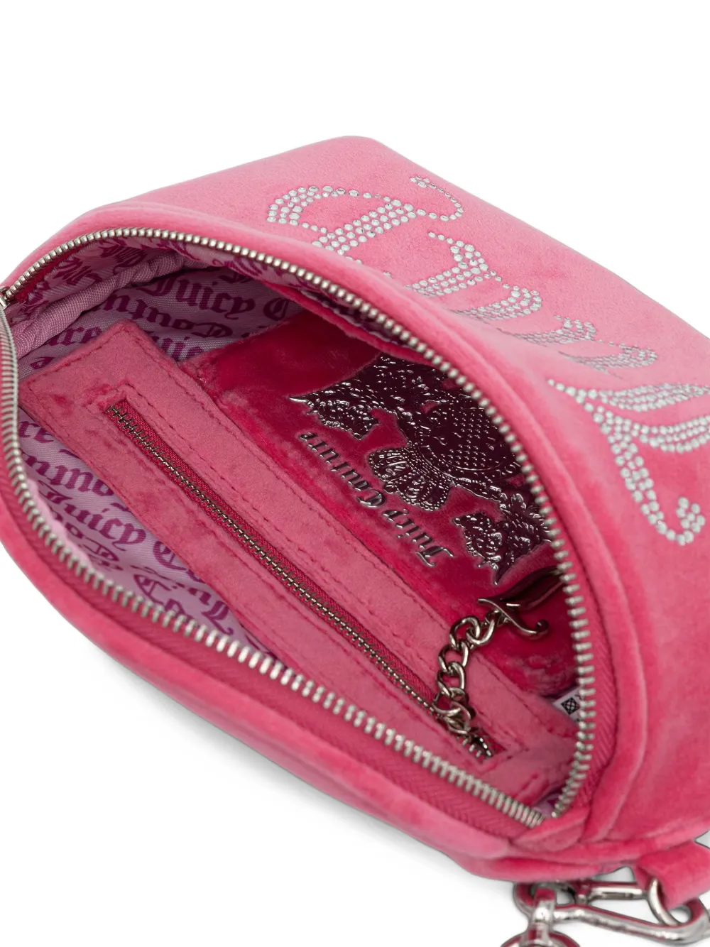 Juicy Couture Kimberly fluwelen heuptas verfraaid met stras Roze