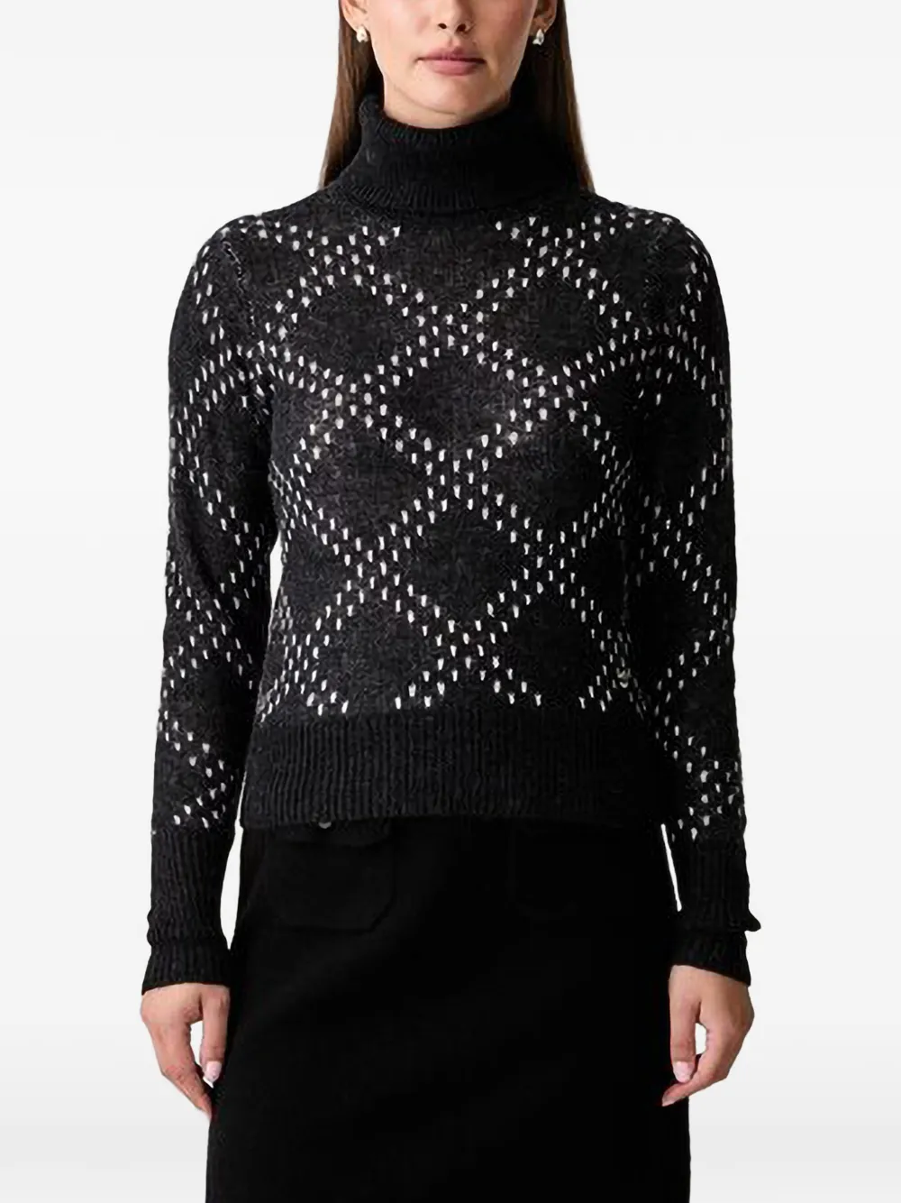 Joop Diamond-knit Roll-neck Sweater In Black