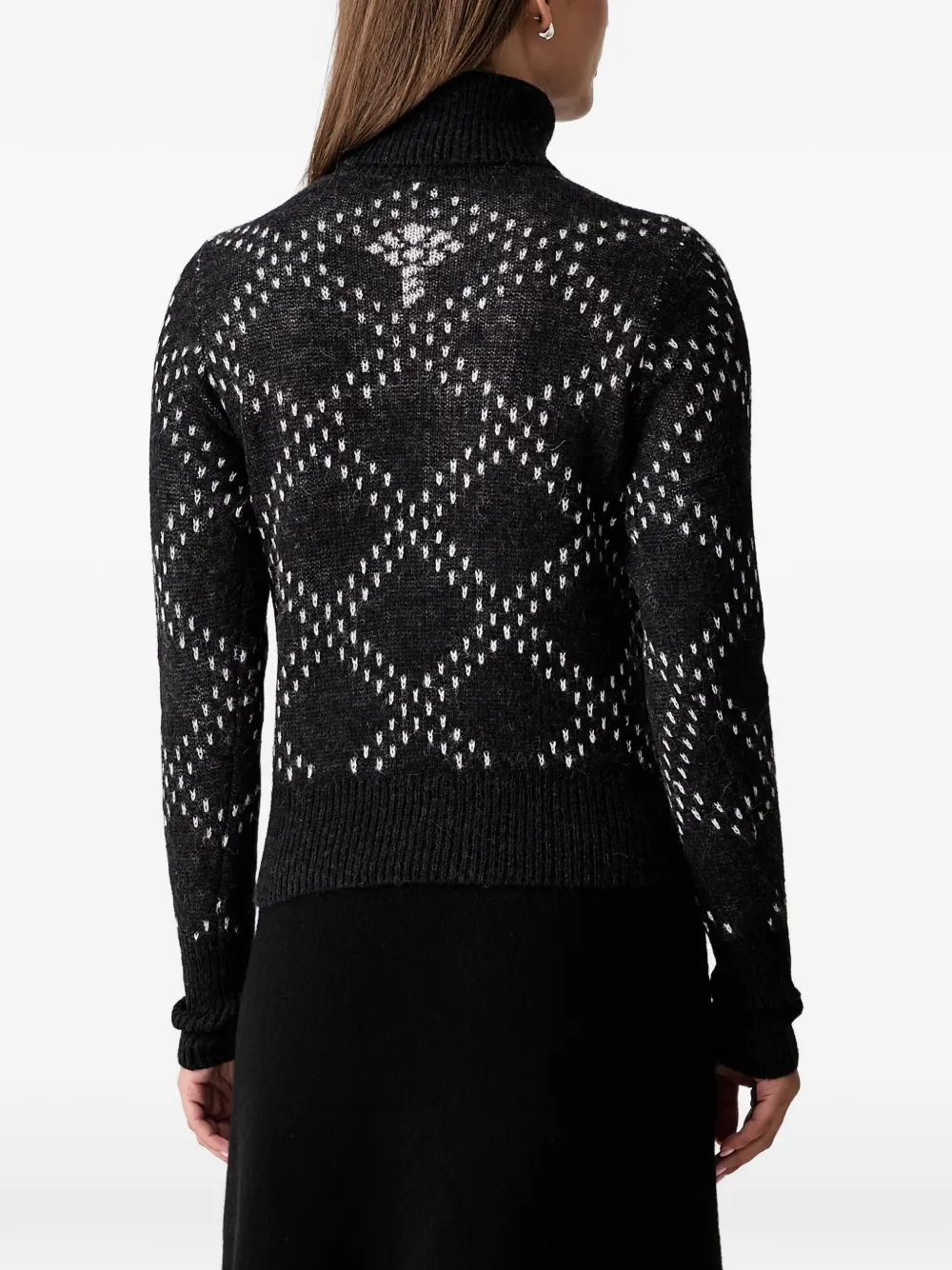 Joop! diamond-knit roll-neck sweater Zwart